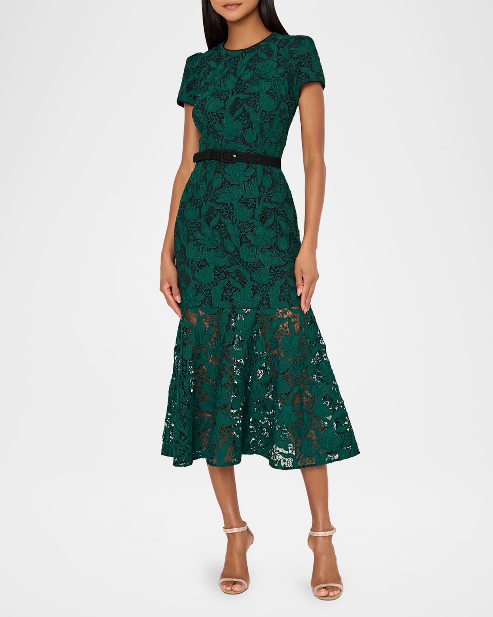 Milly Tahlia Tulip Garden Lace Midi Dress | Neiman Marcus