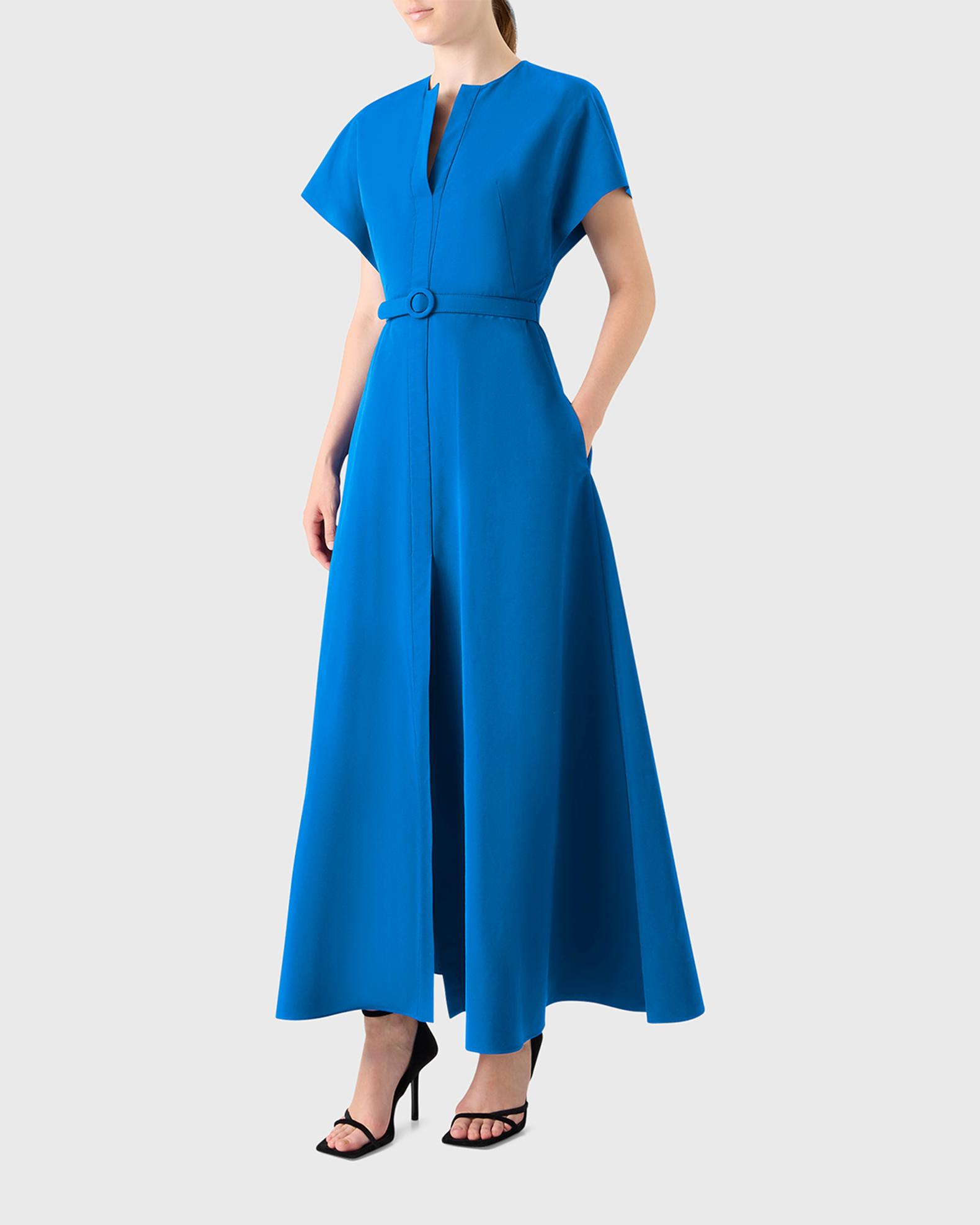 akris midi dress Akris punto Women's Embroidered Tulle Crewneck Midi-Dress - Lemon Zing Sky Blue