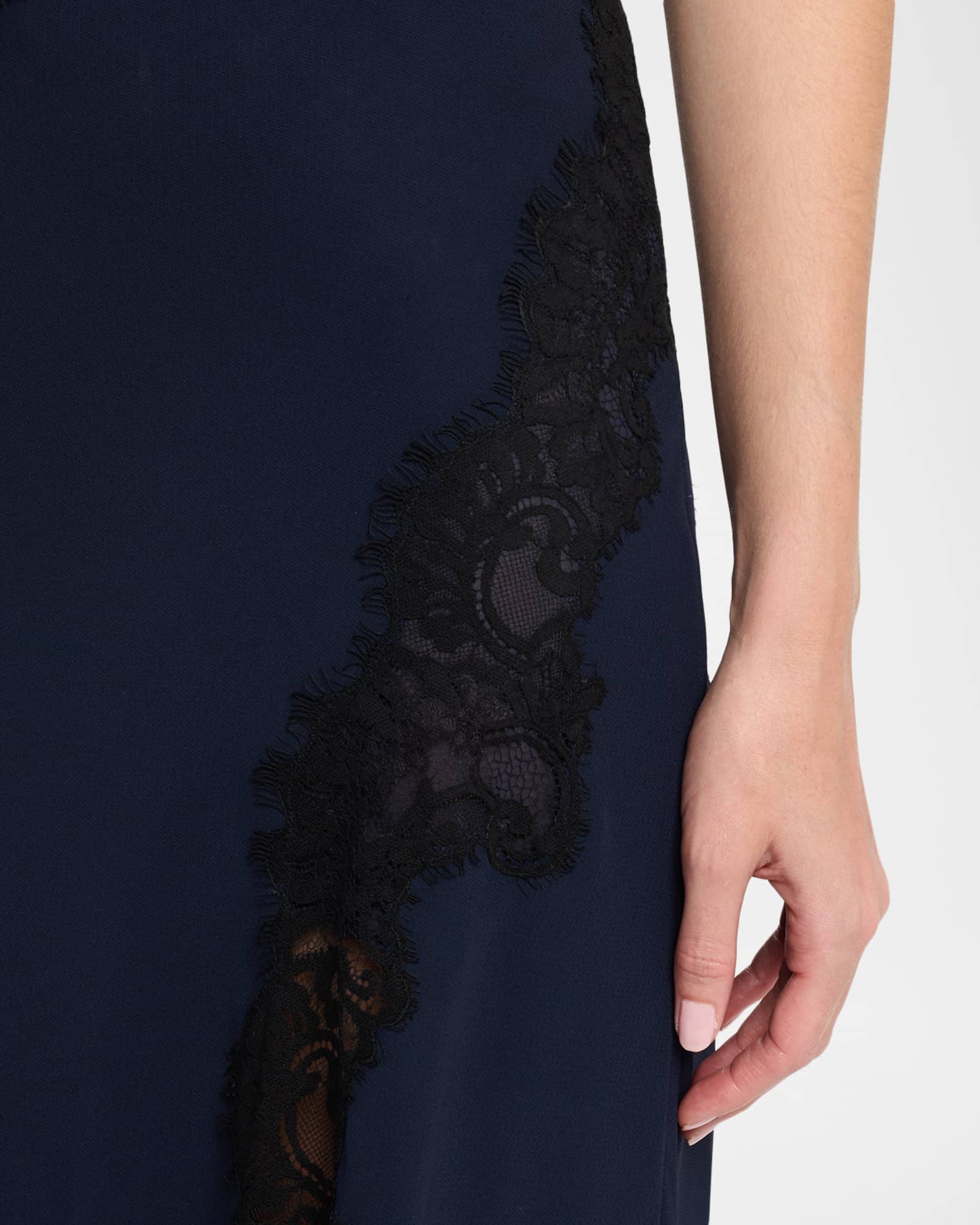 Veronica Beard Harley Silk Lace-Trim Skirt | Neiman Marcus