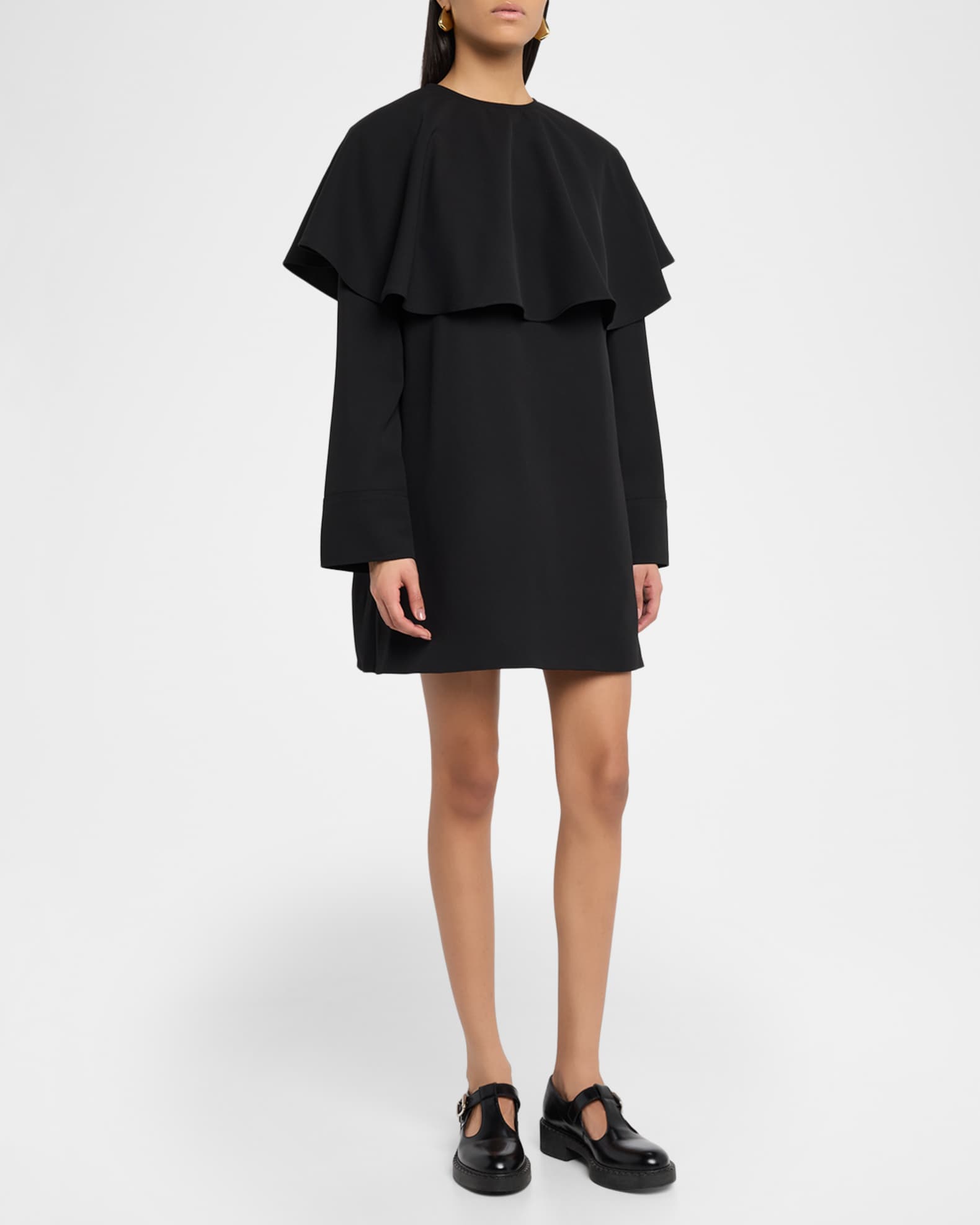 Ganni Twill Cape Dress | Neiman Marcus