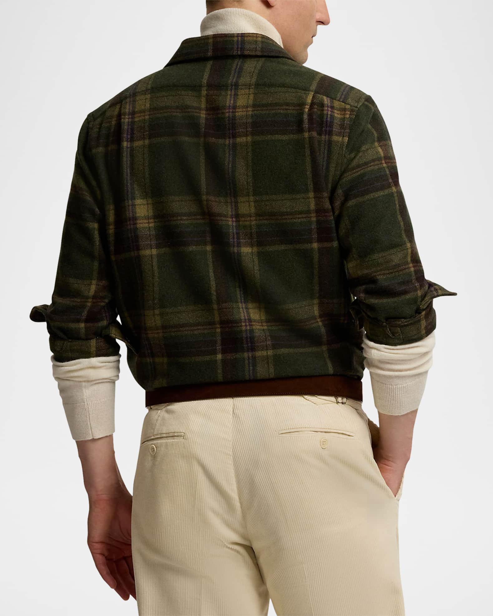Ralph Lauren Purple Label Men's Cashmere Plaid Overshirt | Neiman