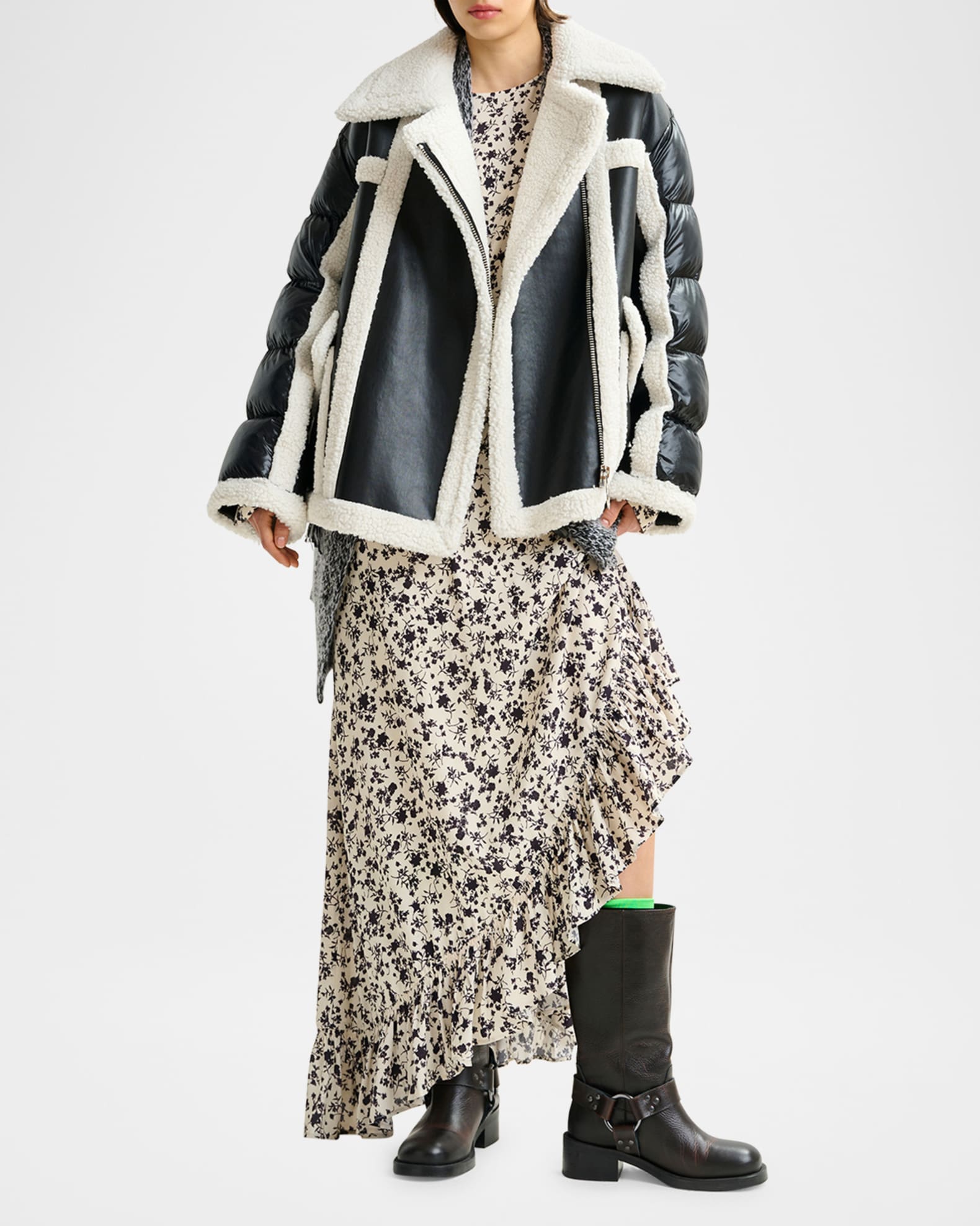 Ifie Faux Shearling Paneled Jacket