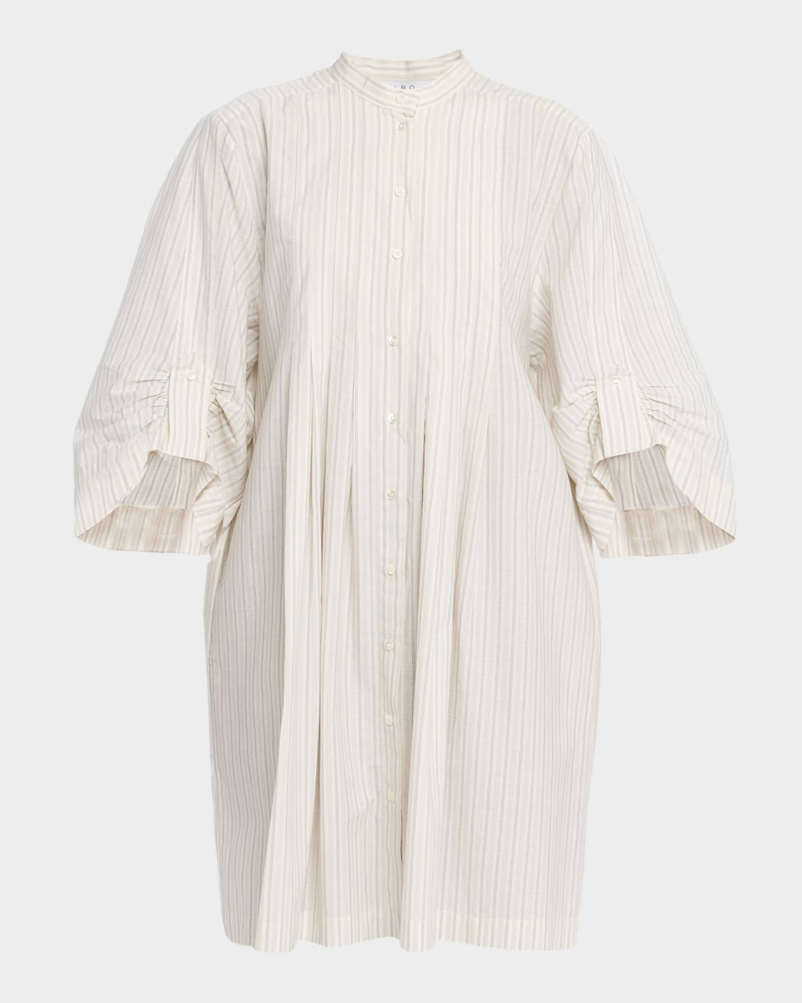 open lace back dress Shop Forward Blue Stripe Cotton Midi Shirt Dress