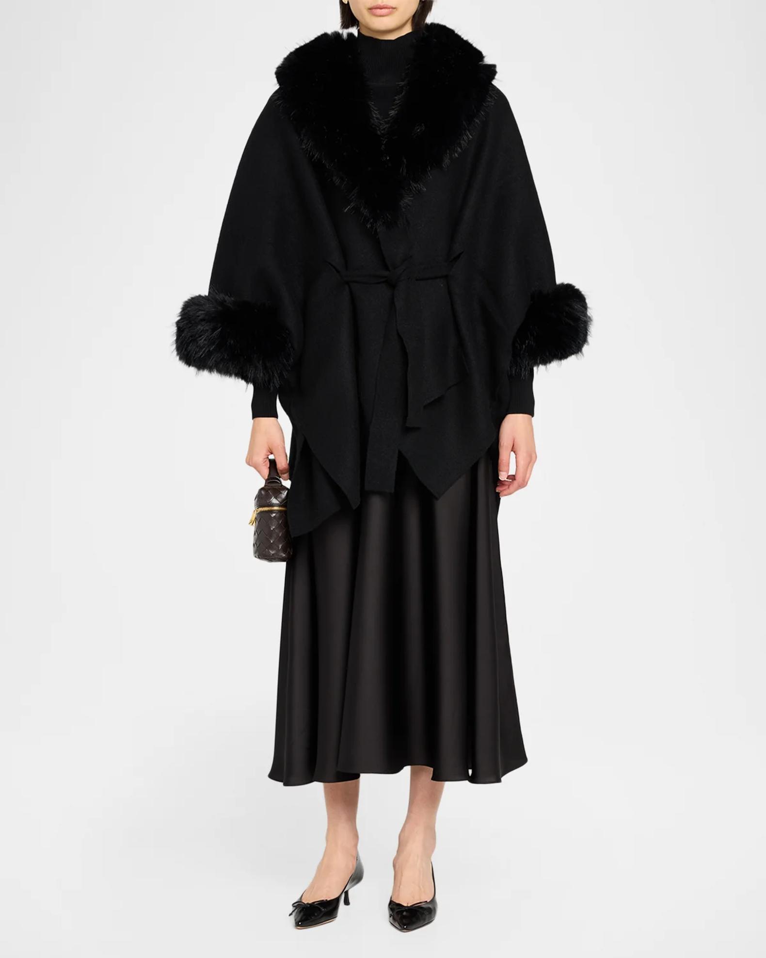 ALICE + OLIVIA Joanne Faux-Fur Trim Wool Sweater Coat | Neiman Marcus