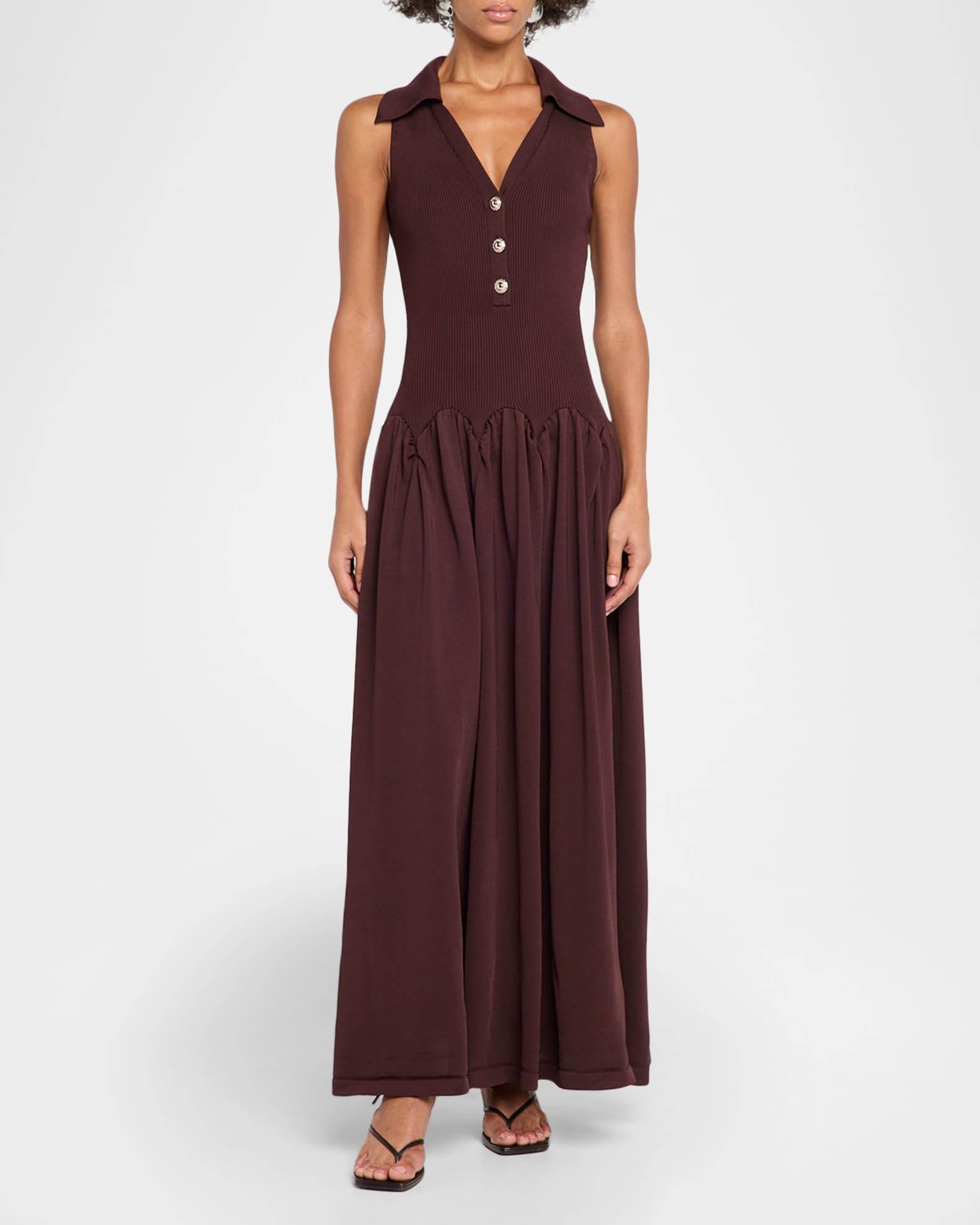 Self-Portrait Women's Ribbed Midi Dress - Brown - Size XS