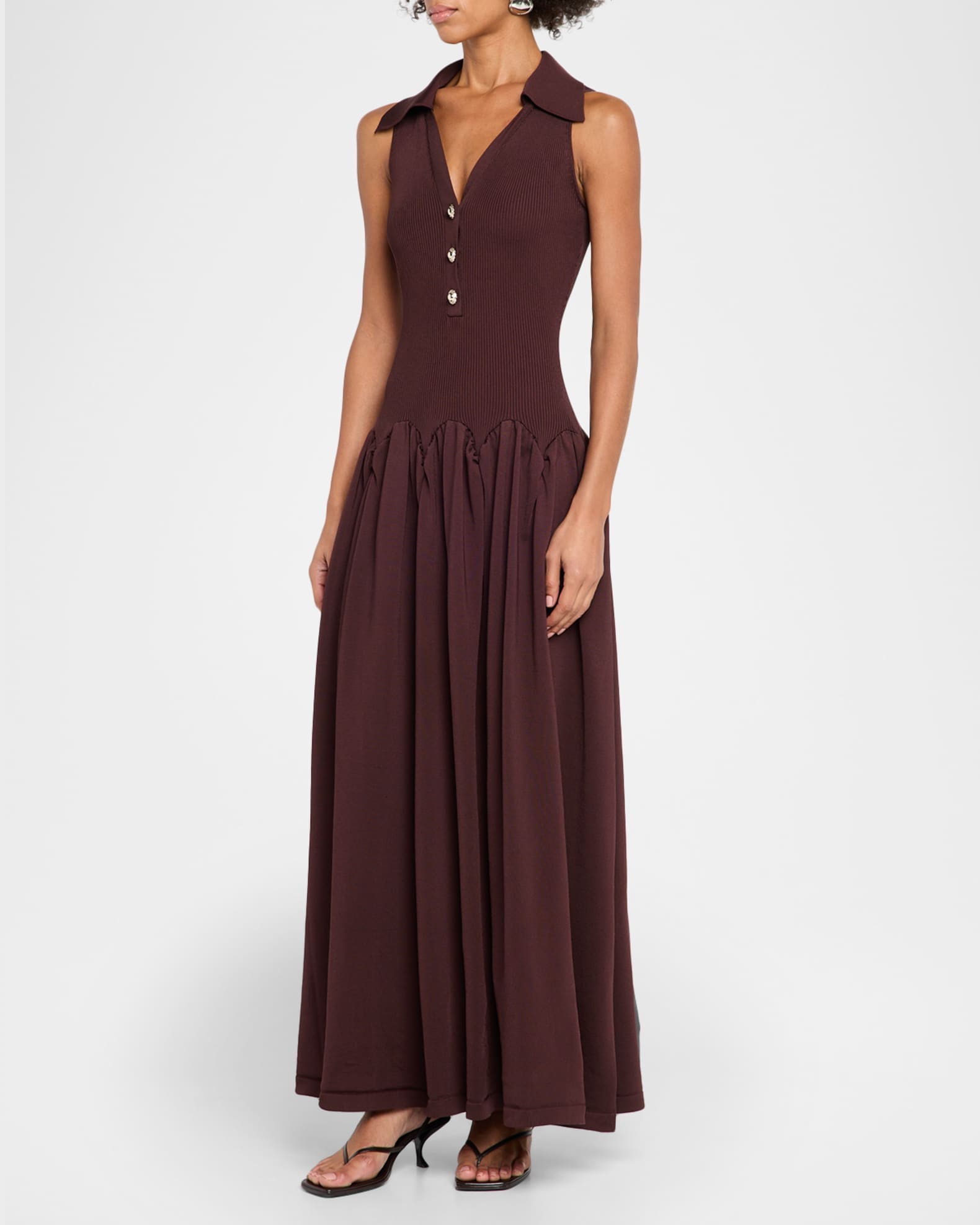 Self-Portrait Women's Ribbed Midi Dress - Brown - Size S