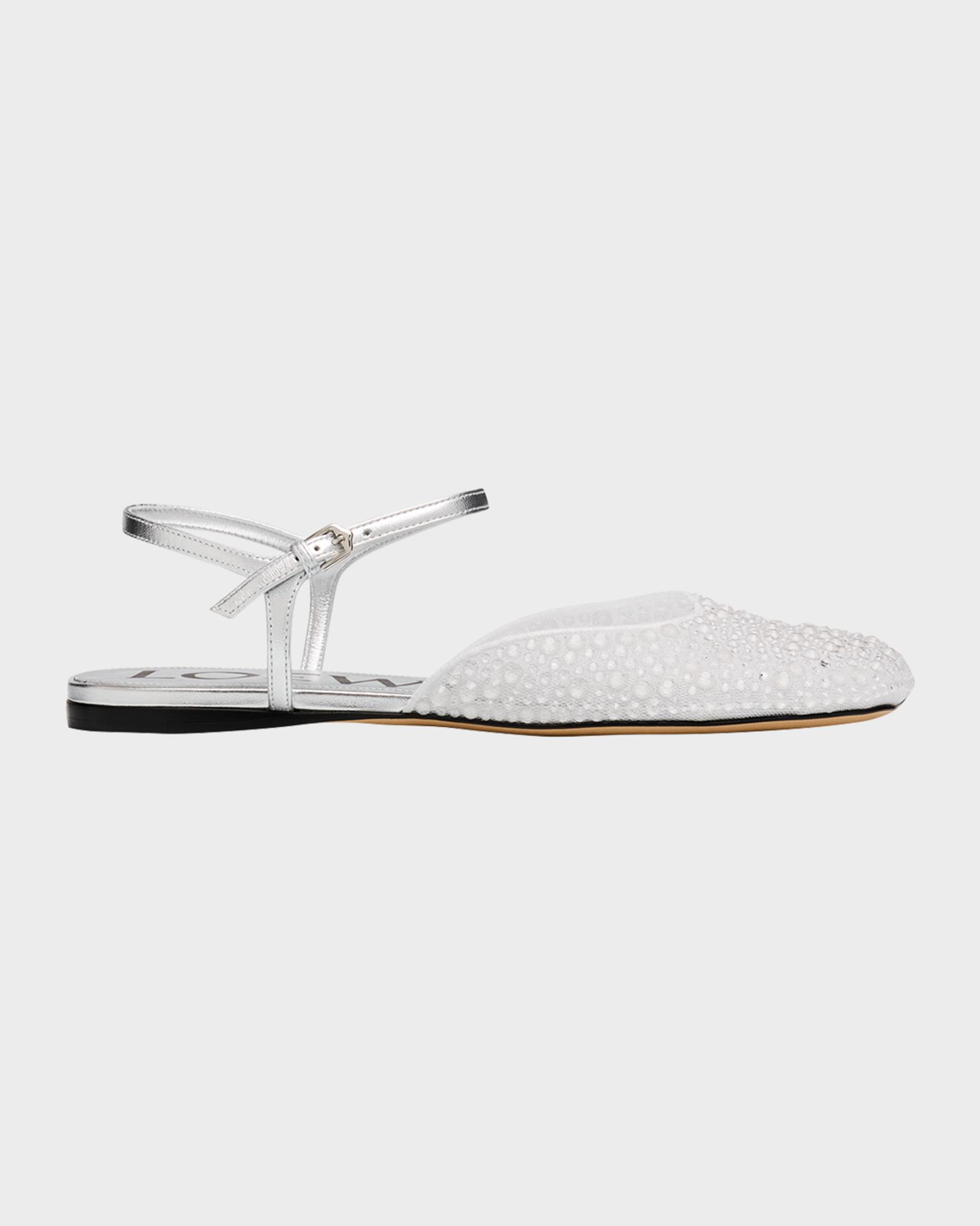 Loewe Toy Embellished Mesh Ankle-Strap Ballerina Flats | Neiman Marcus