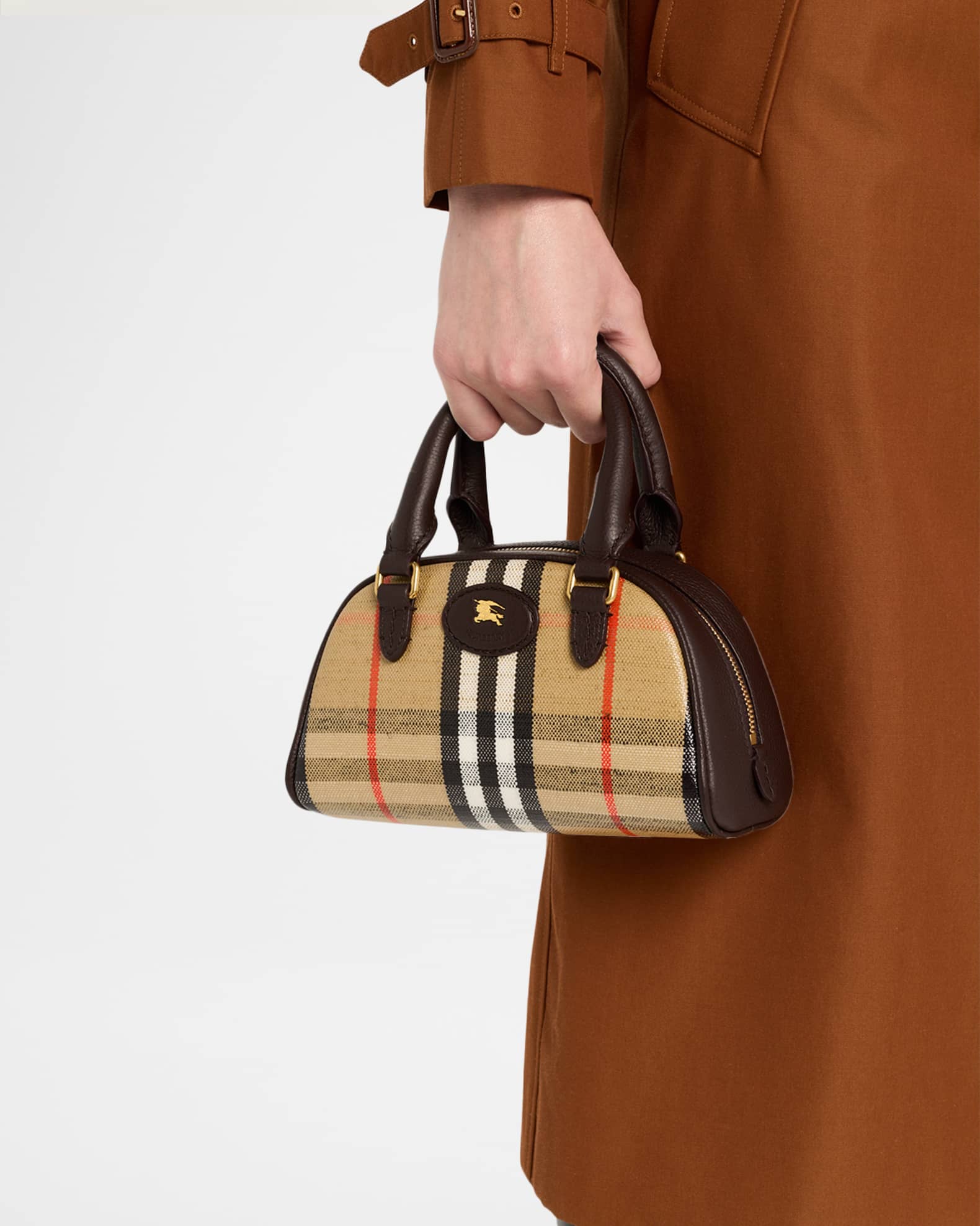 Burberry Highlands Mini Check Bowling Crossbody Bag | Neiman Marcus