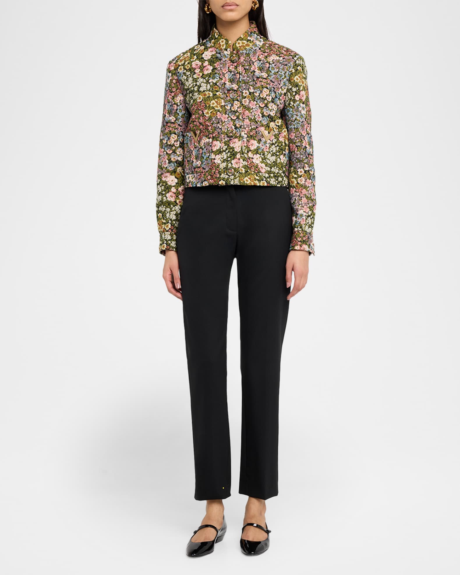 Valentino Garavani VLogo Floral Jacquard Single-Breasted Jacket