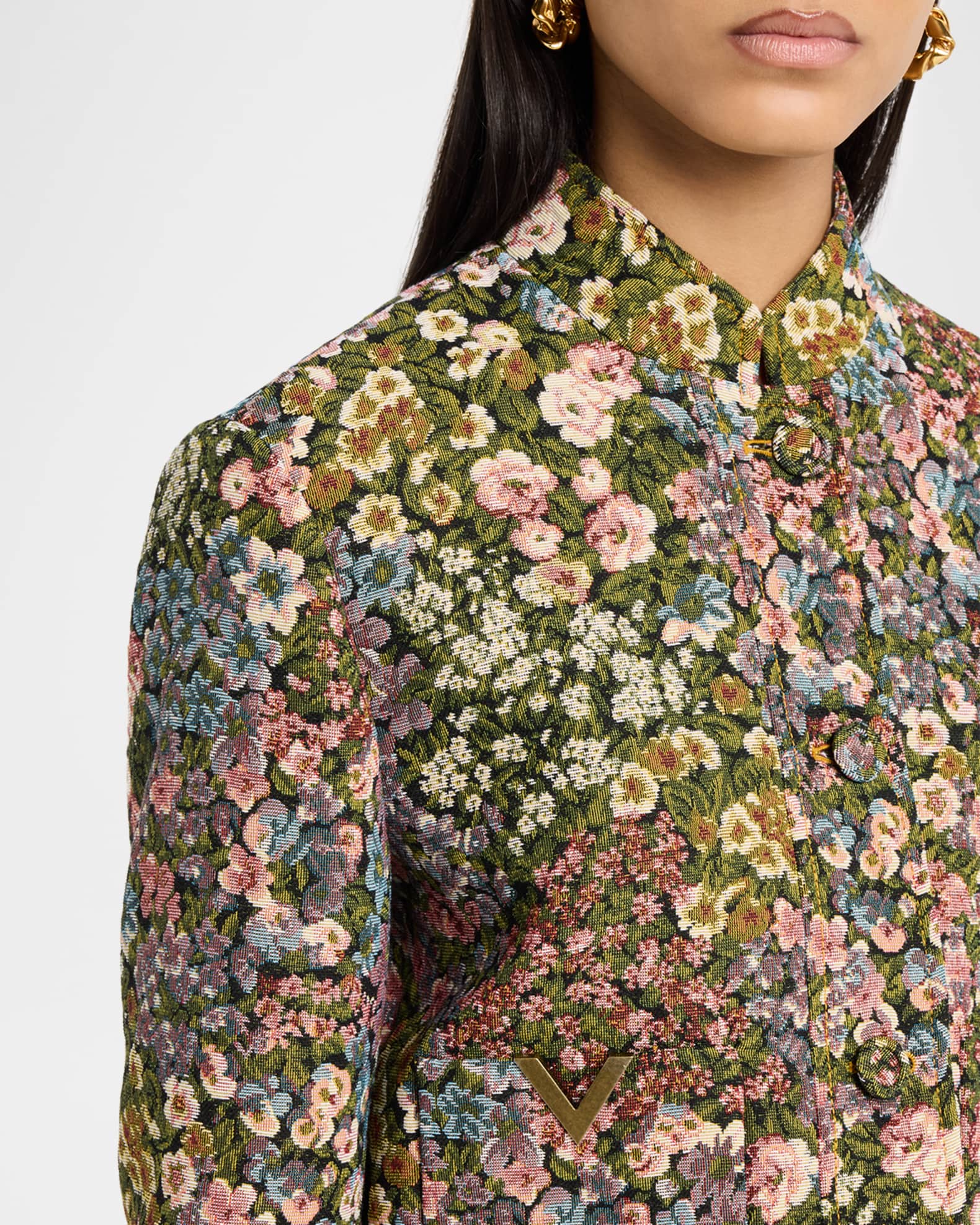 Valentino Garavani VLogo Floral Jacquard Single-Breasted Jacket