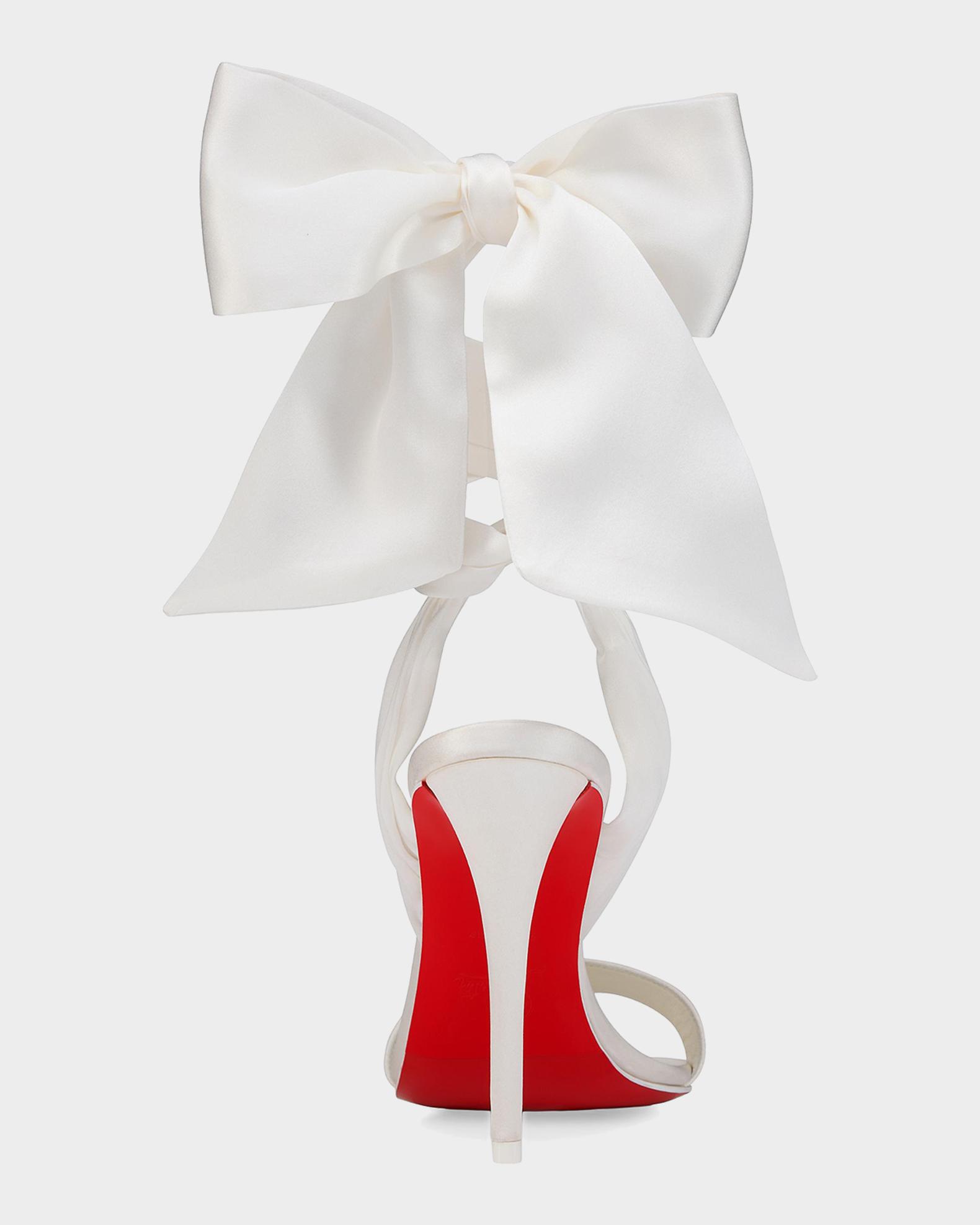 Christian Louboutin サテンリボンミュール Christian Louboutin 100mm Miss Z Satin Ankle-Wrap Sandals | Neiman