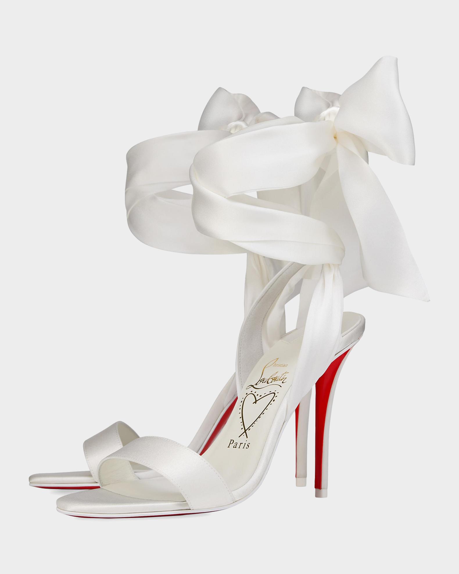 Christian Louboutin サテンリボンミュール Christian Louboutin 100mm Miss Z Satin Ankle-Wrap Sandals | Neiman