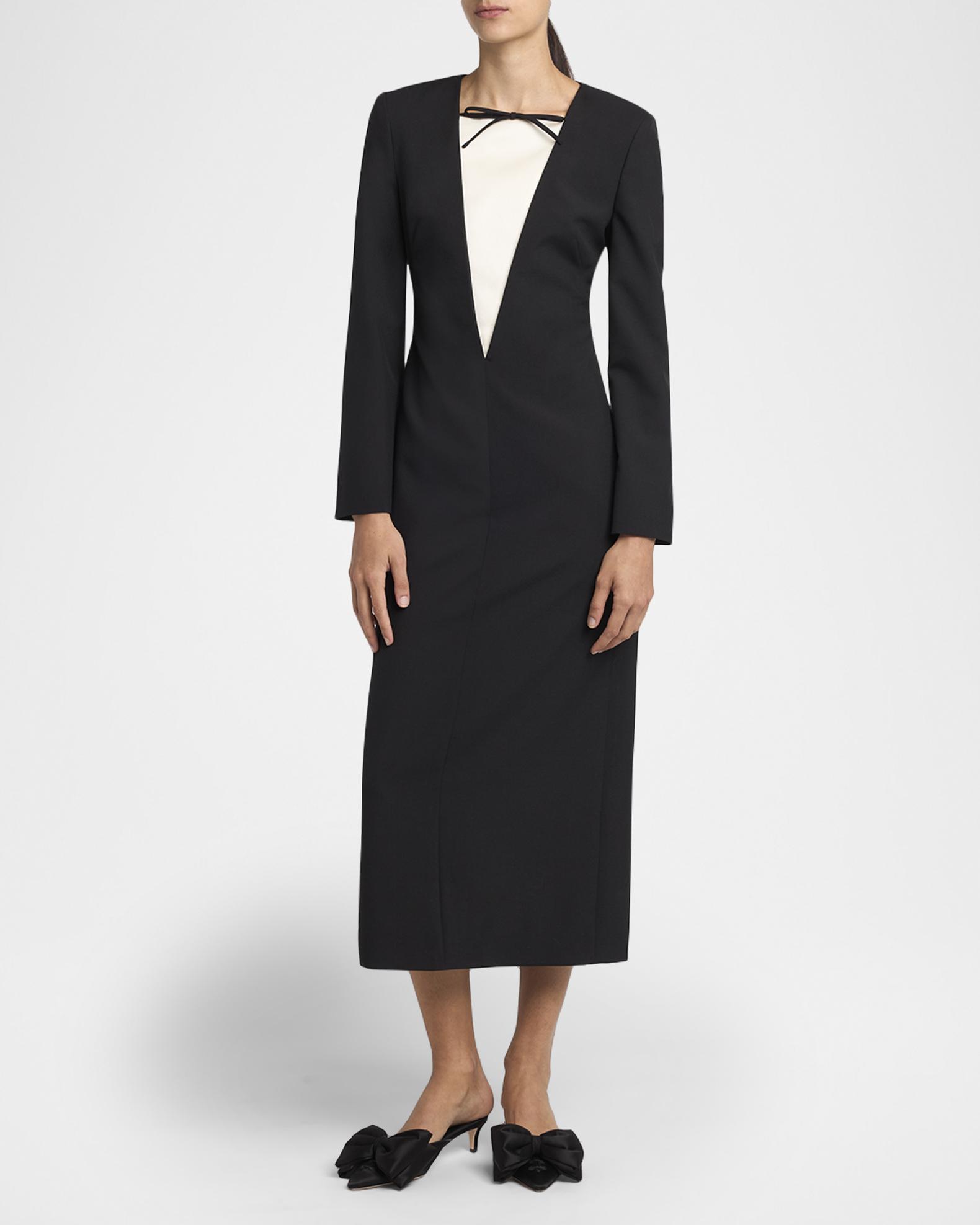 valentino long sleeve midi dress Bow Colorblock Long-Sleeve Midi Dress