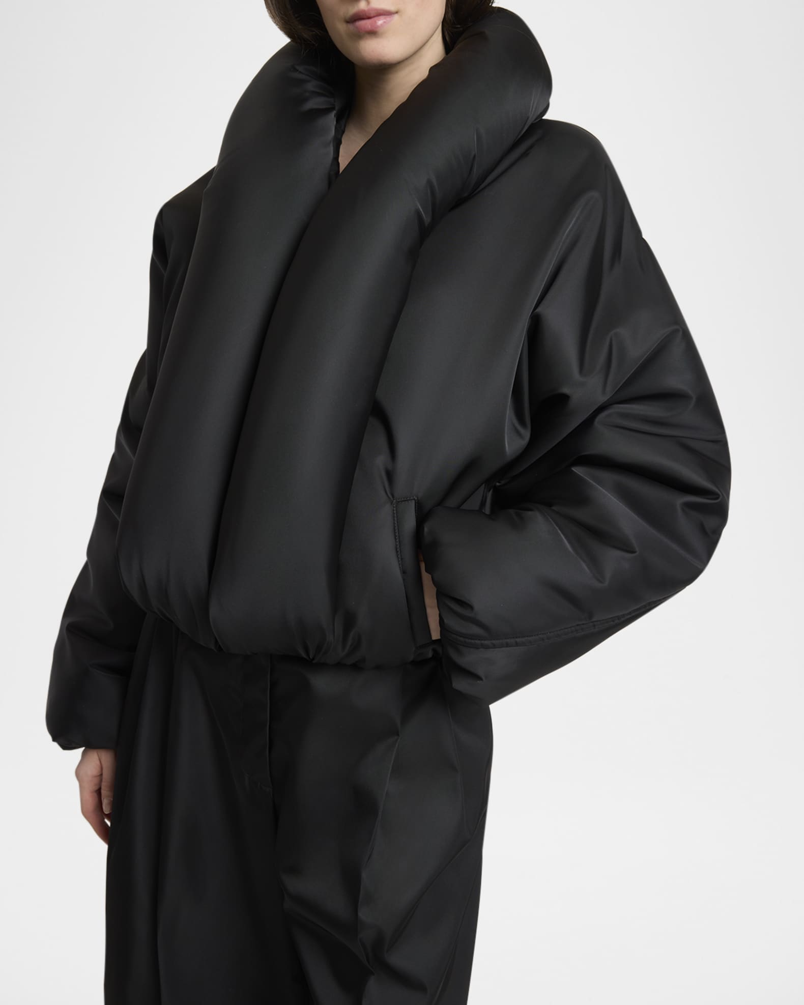 ALAIA Taffeta Padded Bomber Jacket | Neiman Marcus
