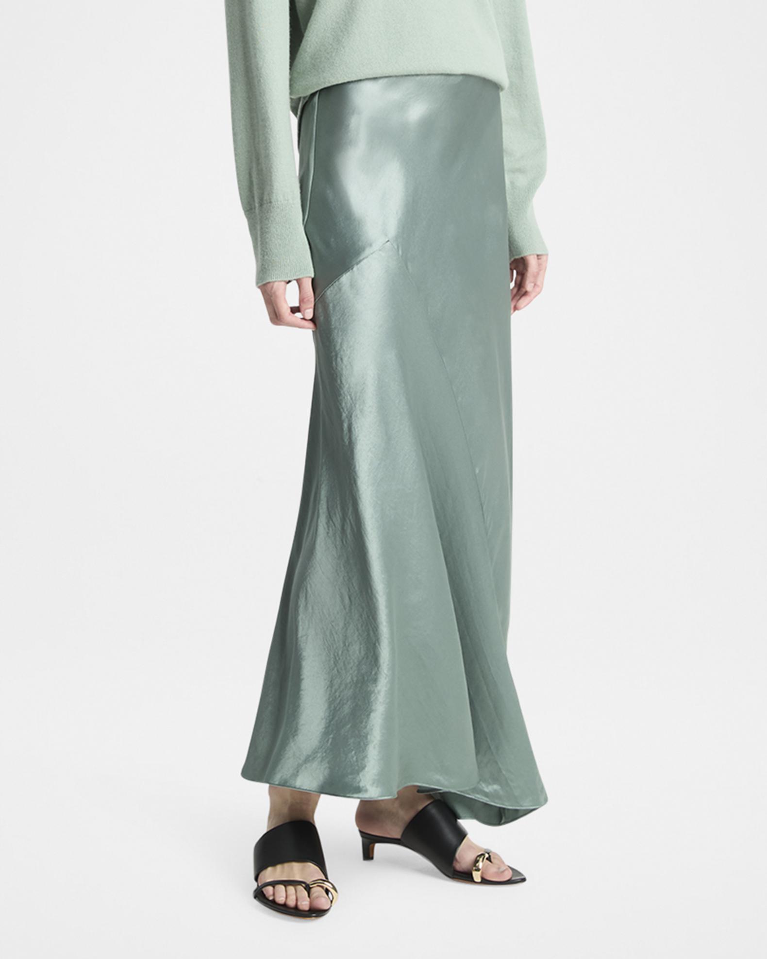 Vince Paneled Bias-Cut Satin Skirt | Neiman Marcus display picture 1