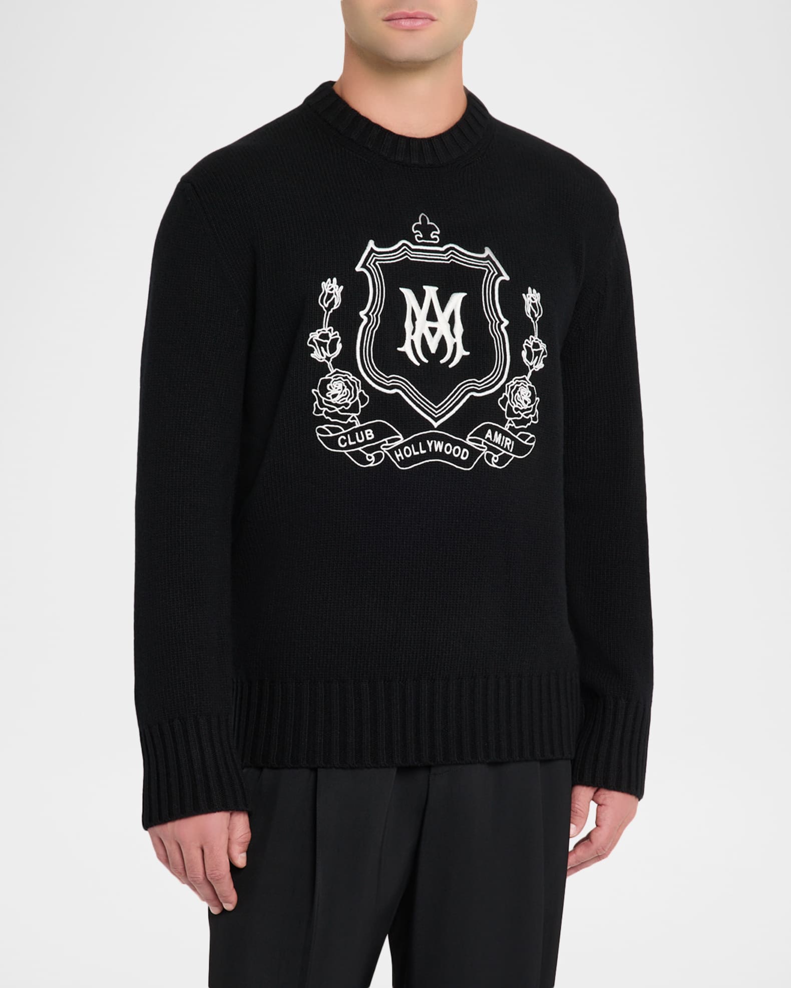 Amiri Men's Wool MA Crest Crewneck Sweater | Neiman Marcus