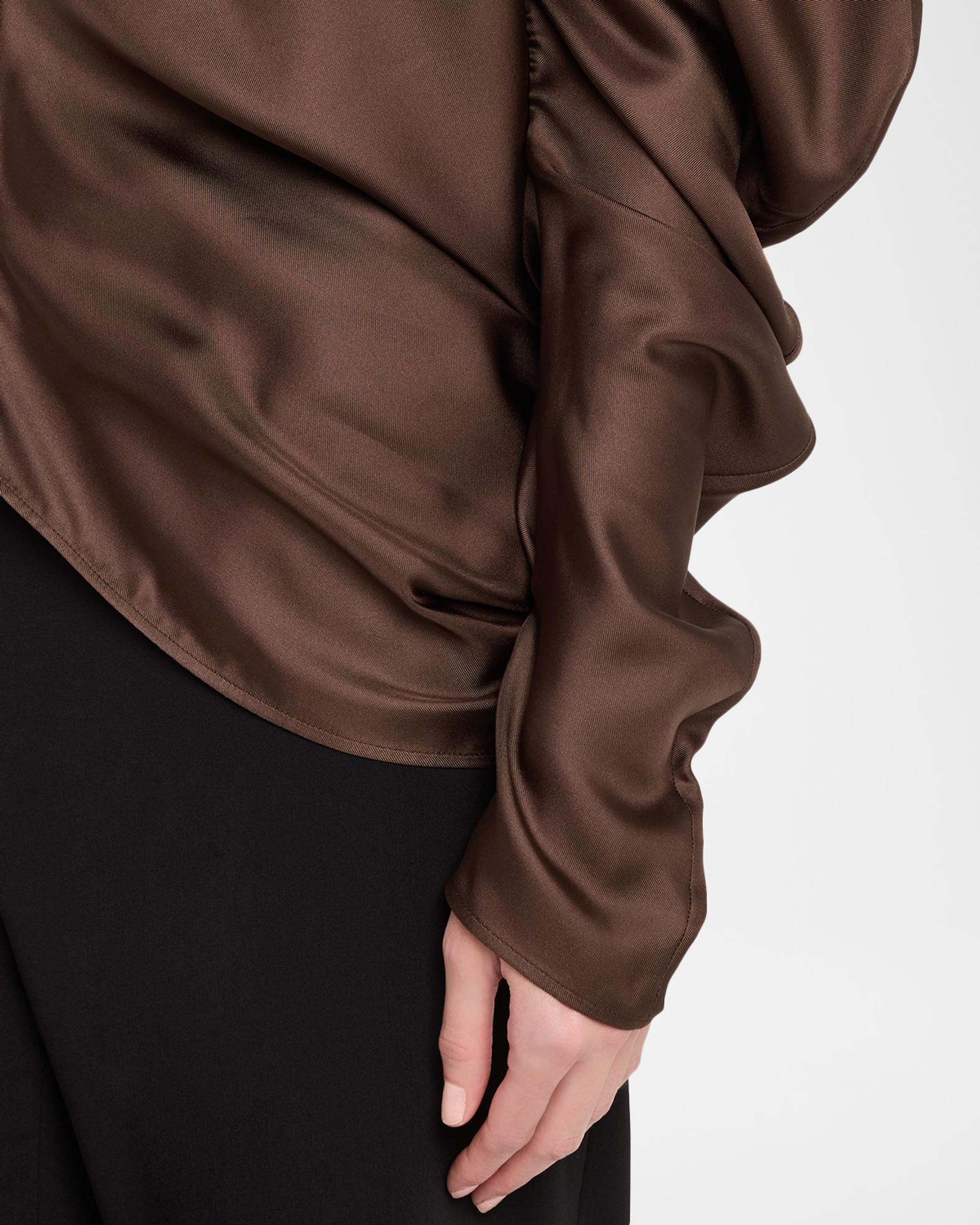 The Row Miles Turtleneck Draped Silk Top | Neiman Marcus