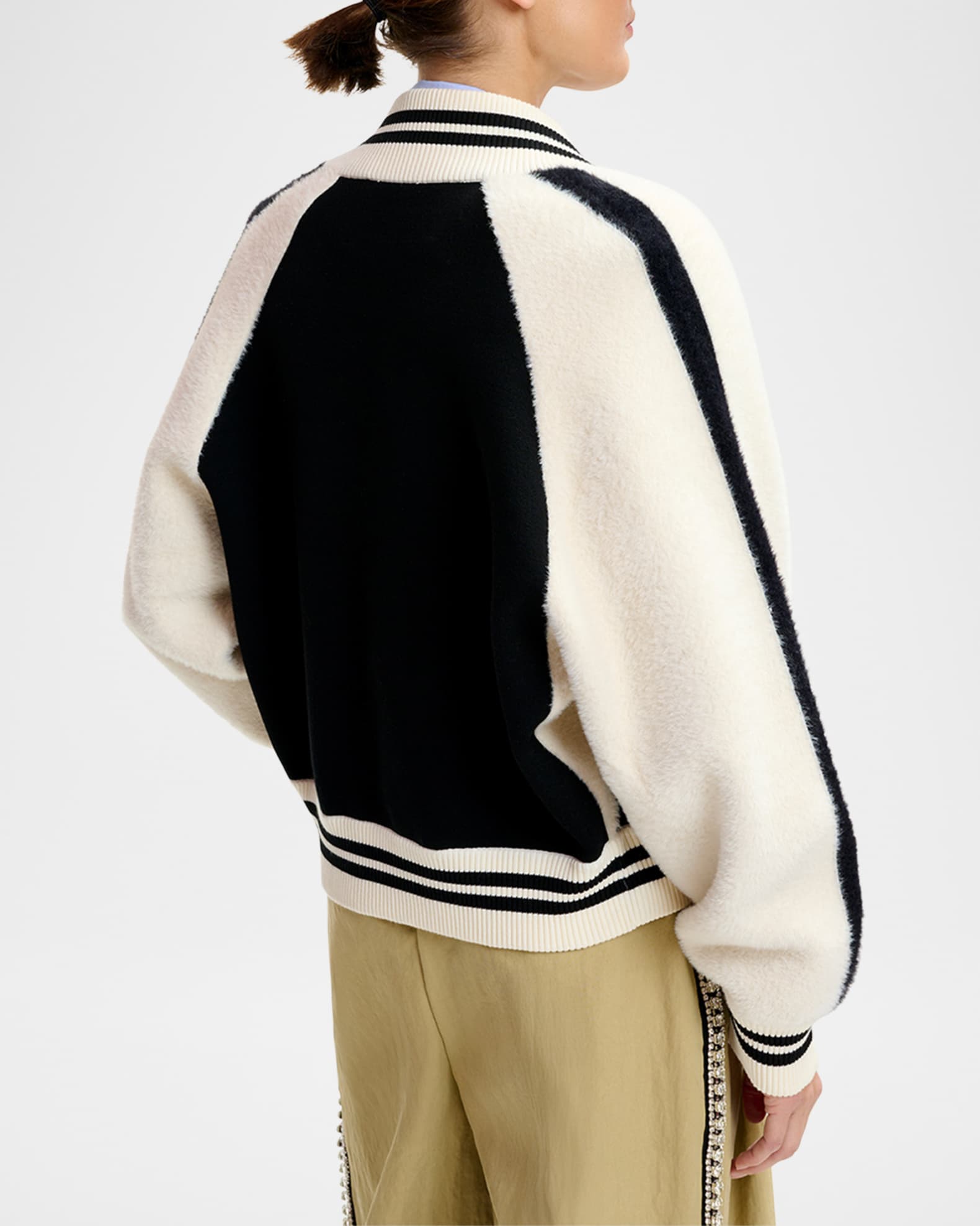 Essentiel Antwerp Idol Paneled Knitted Bomber Jacket | Neiman Marcus