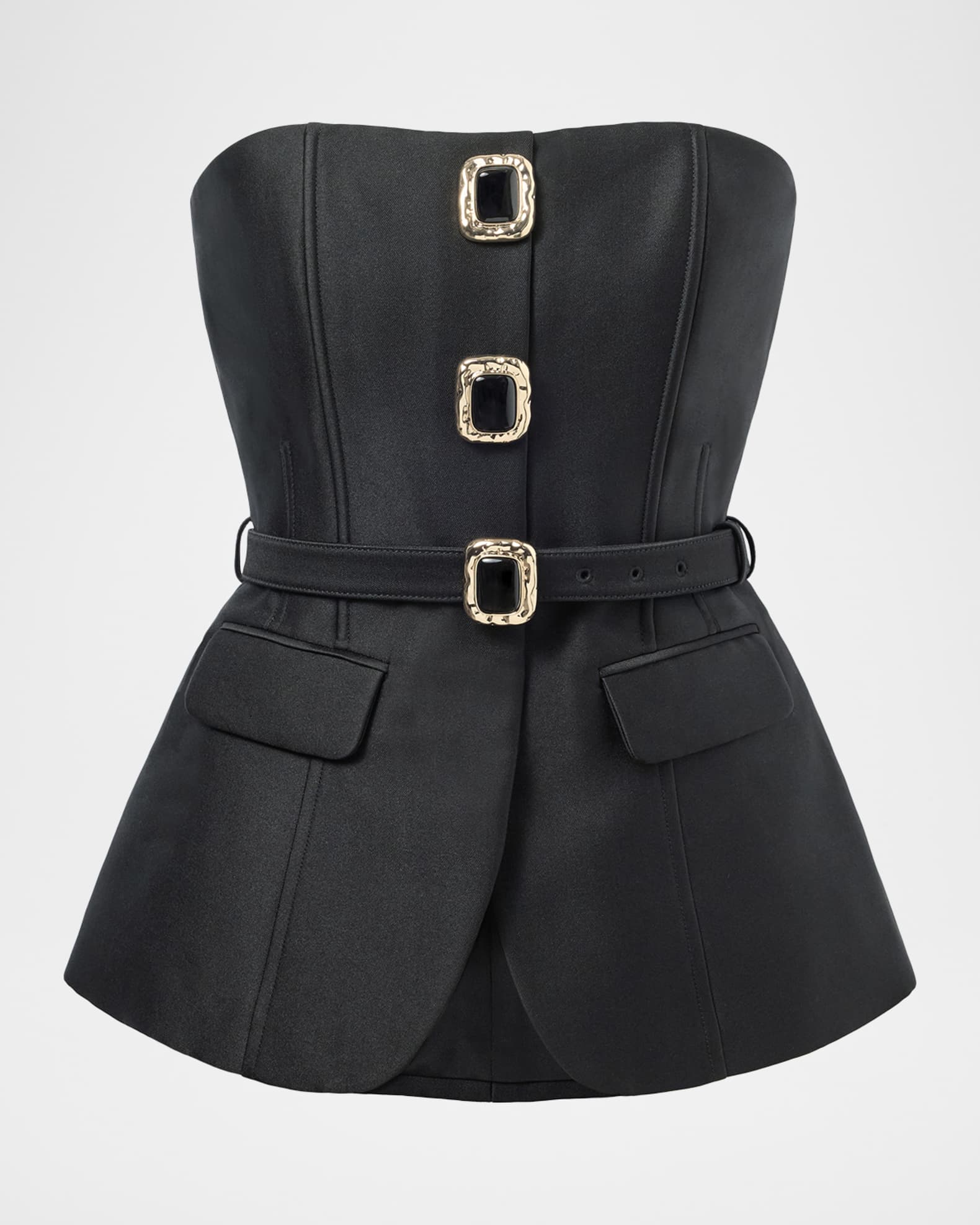 Self Portrait Black Taffeta Bandeau Top | Black | Size 10 | Shopbop