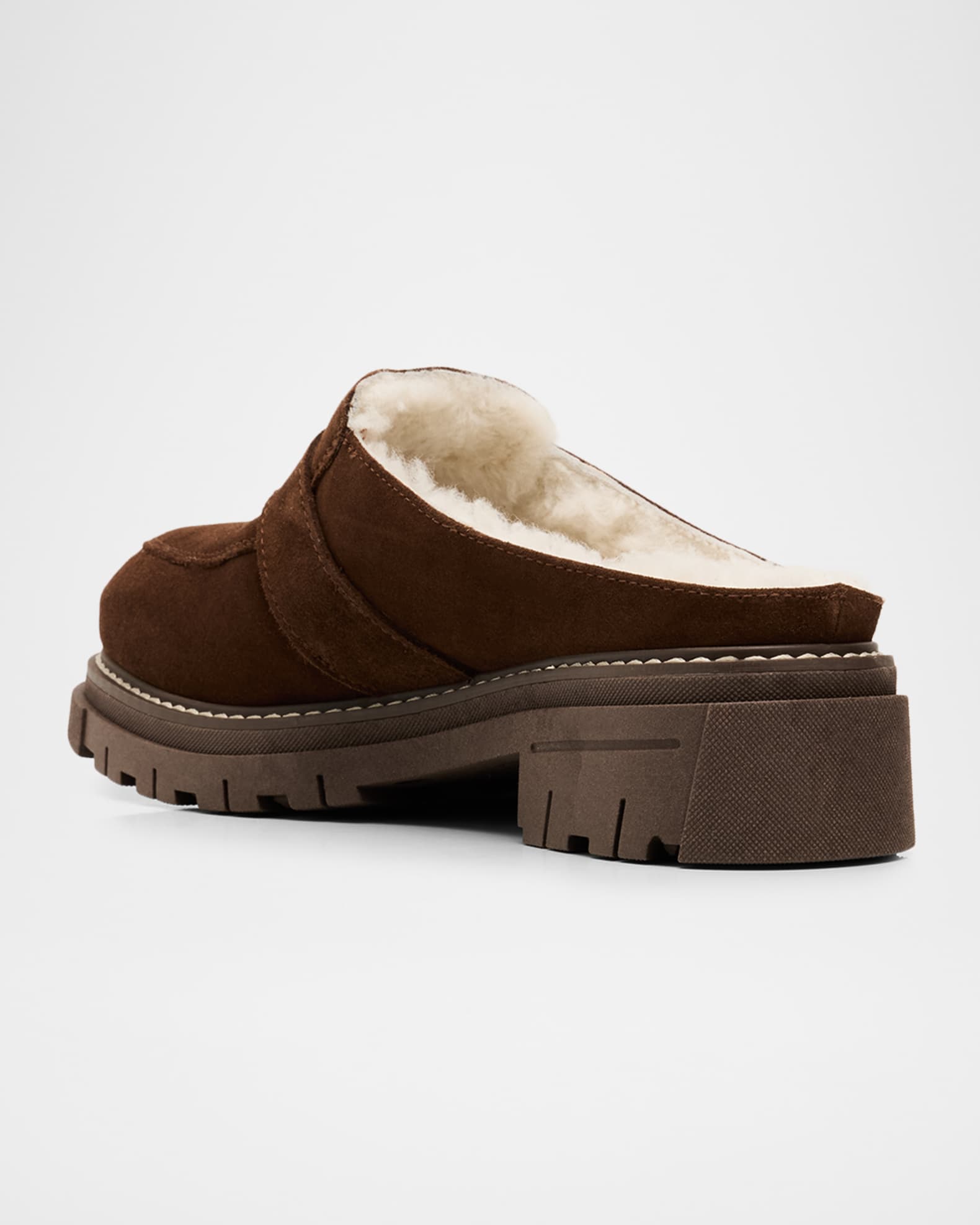 Agatha Shearling-Lined Waterproof Suede Loafer Mules