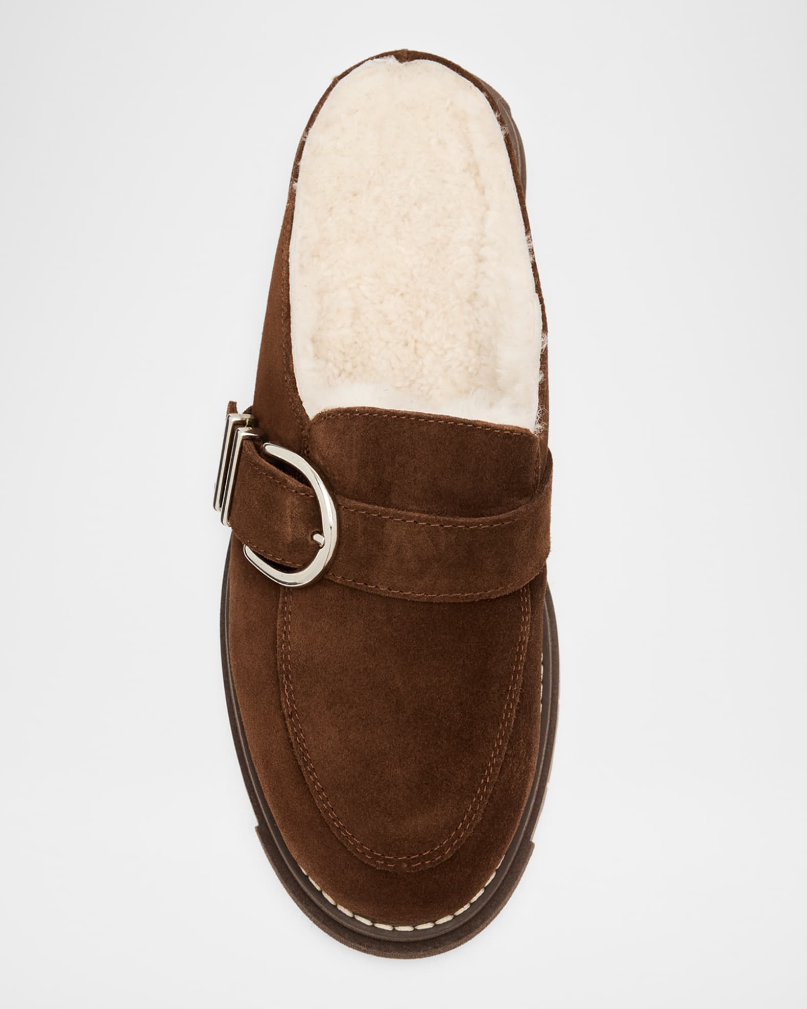 Agatha Shearling-Lined Waterproof Suede Loafer Mules