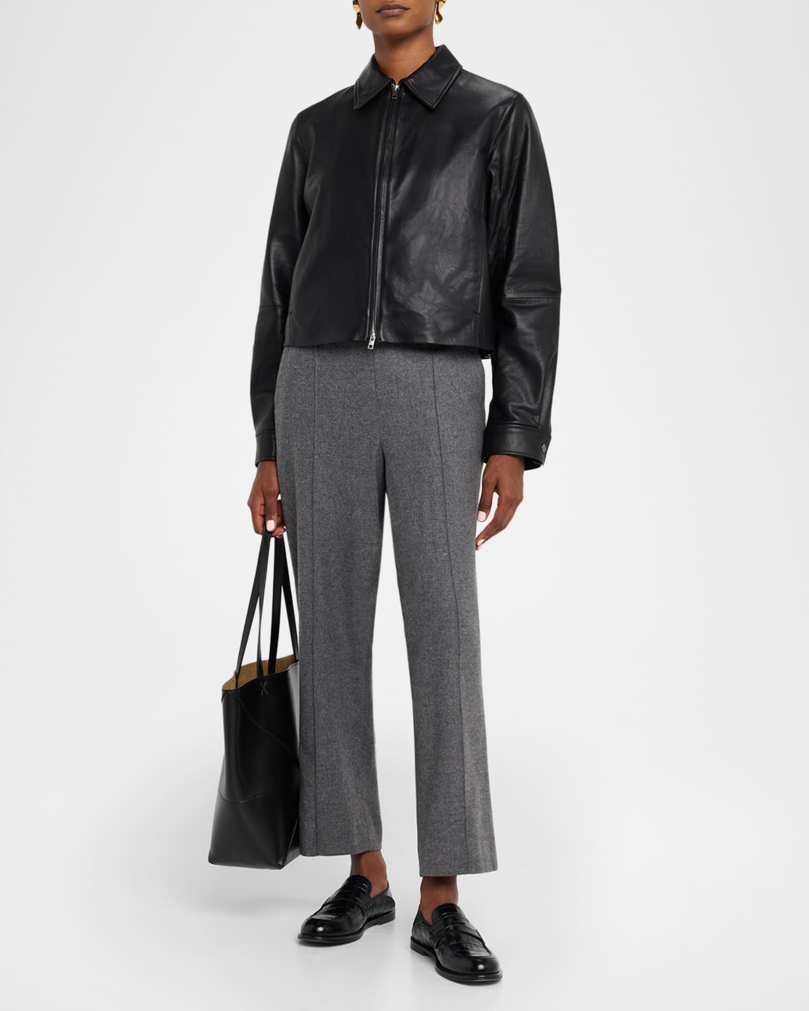 Vince Cropped Faux Leather Jacket | Neiman Marcus