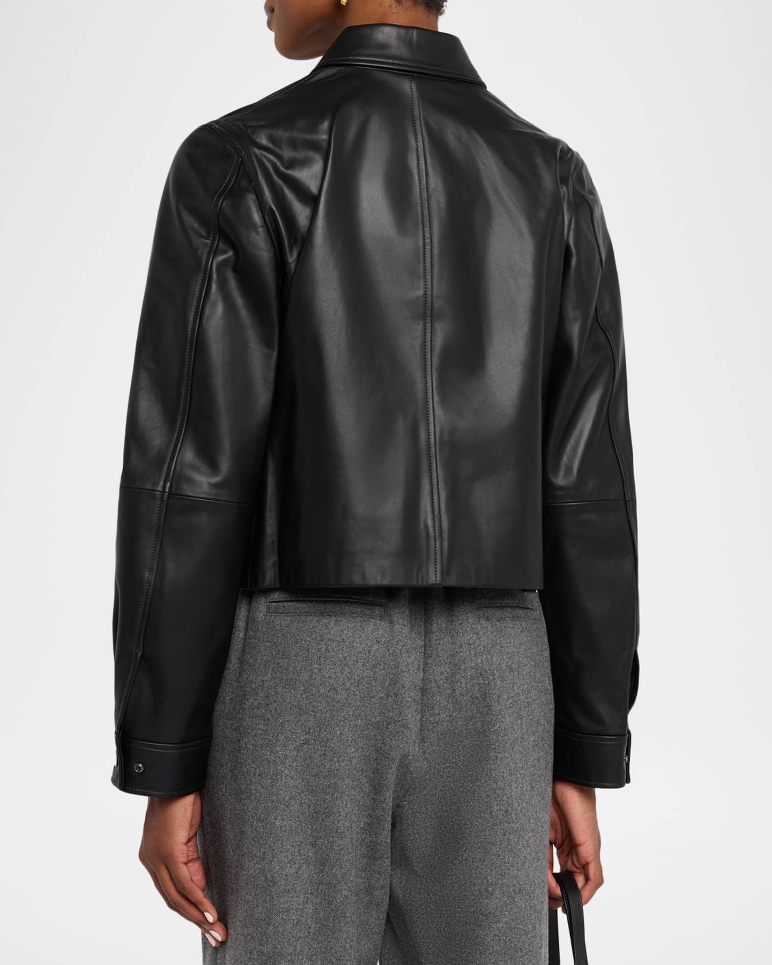 Vince Cropped Faux Leather Jacket | Neiman Marcus