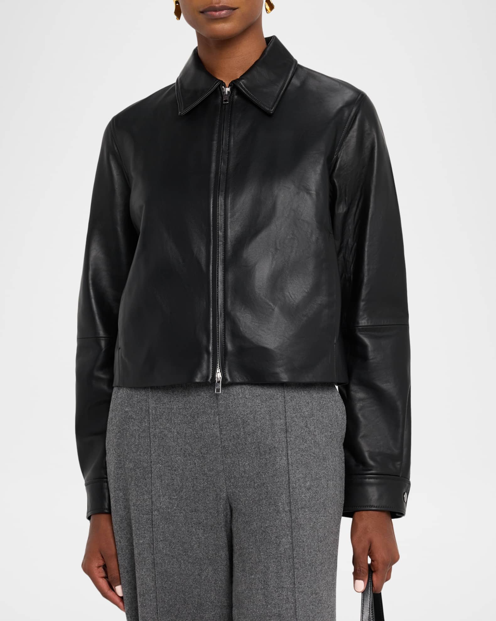 Vince Cropped Faux Leather Jacket | Neiman Marcus