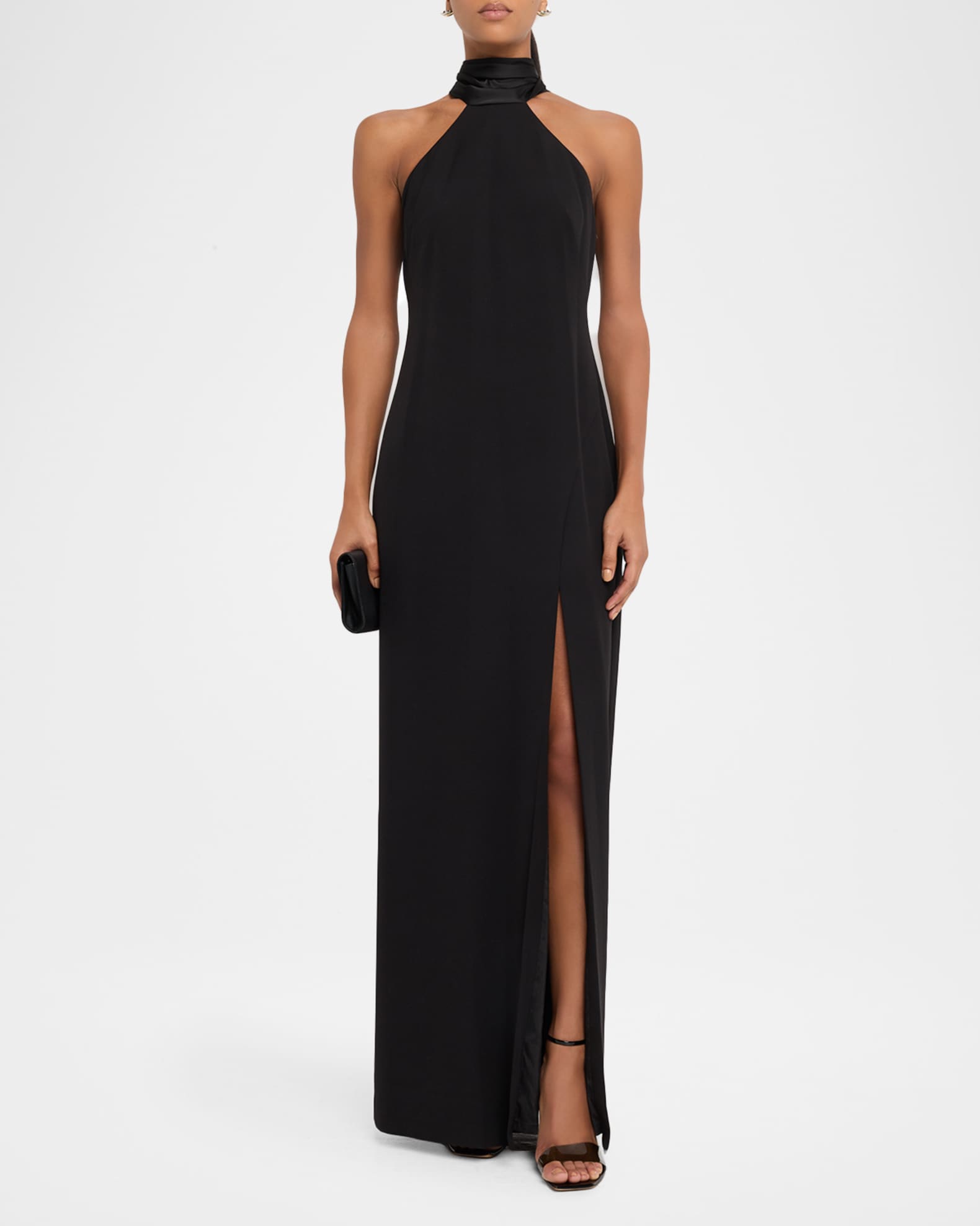 Aidan Mattox Draped Bonded Crepe Column Gown | Neiman Marcus