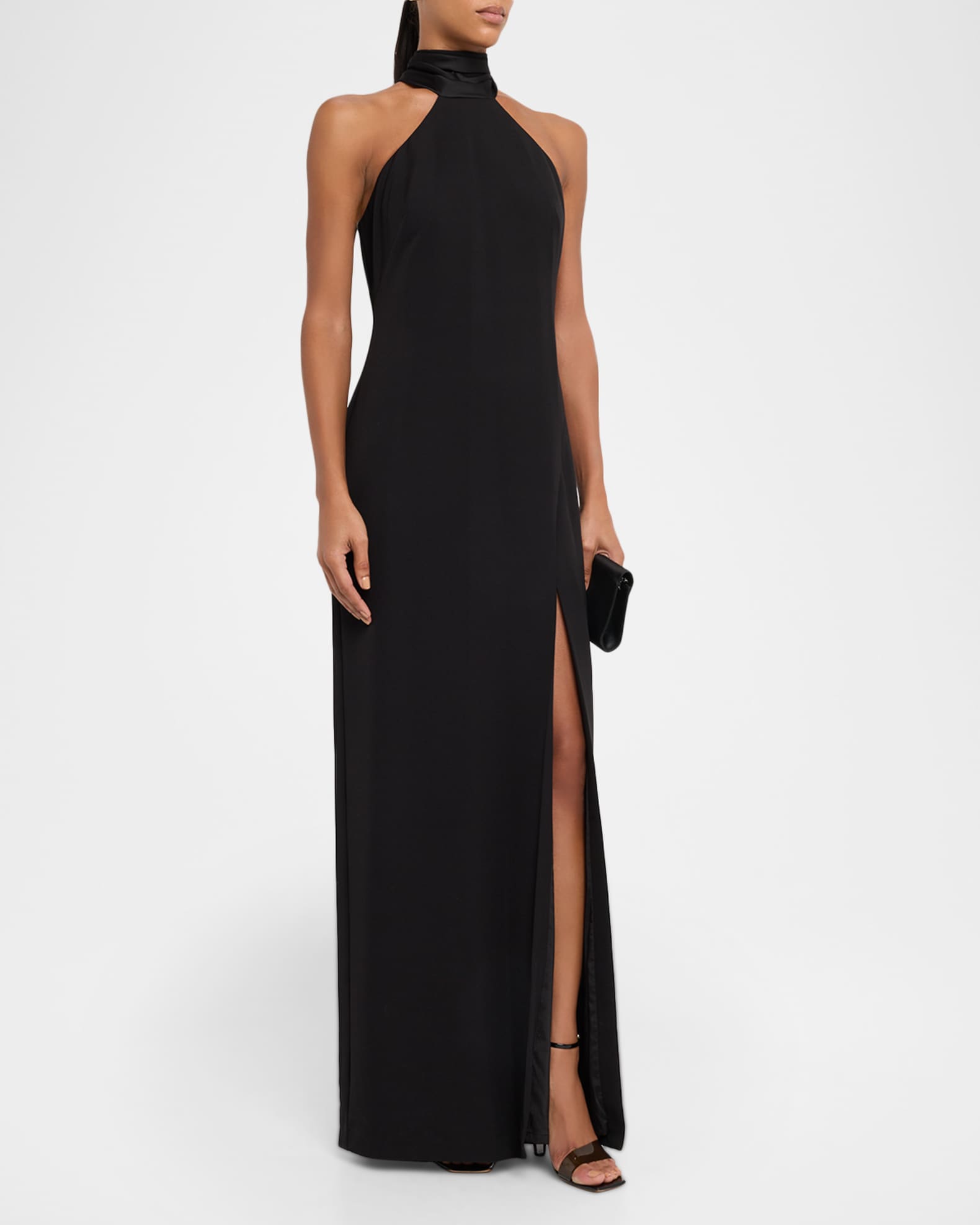 Aidan Mattox Draped Bonded Crepe Column Gown | Neiman Marcus