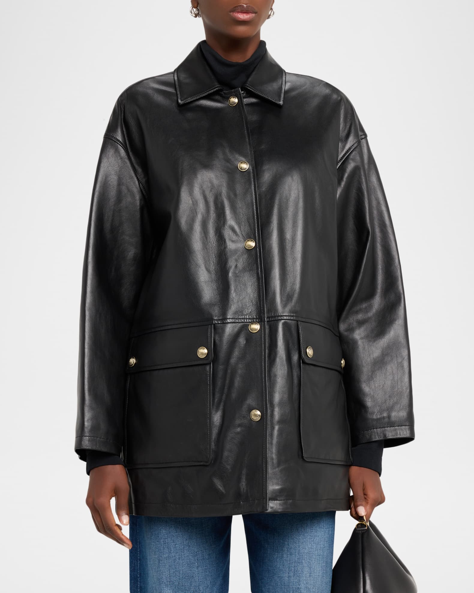 Nili Lotan Cordel Lambskin Leather Coat | Neiman Marcus