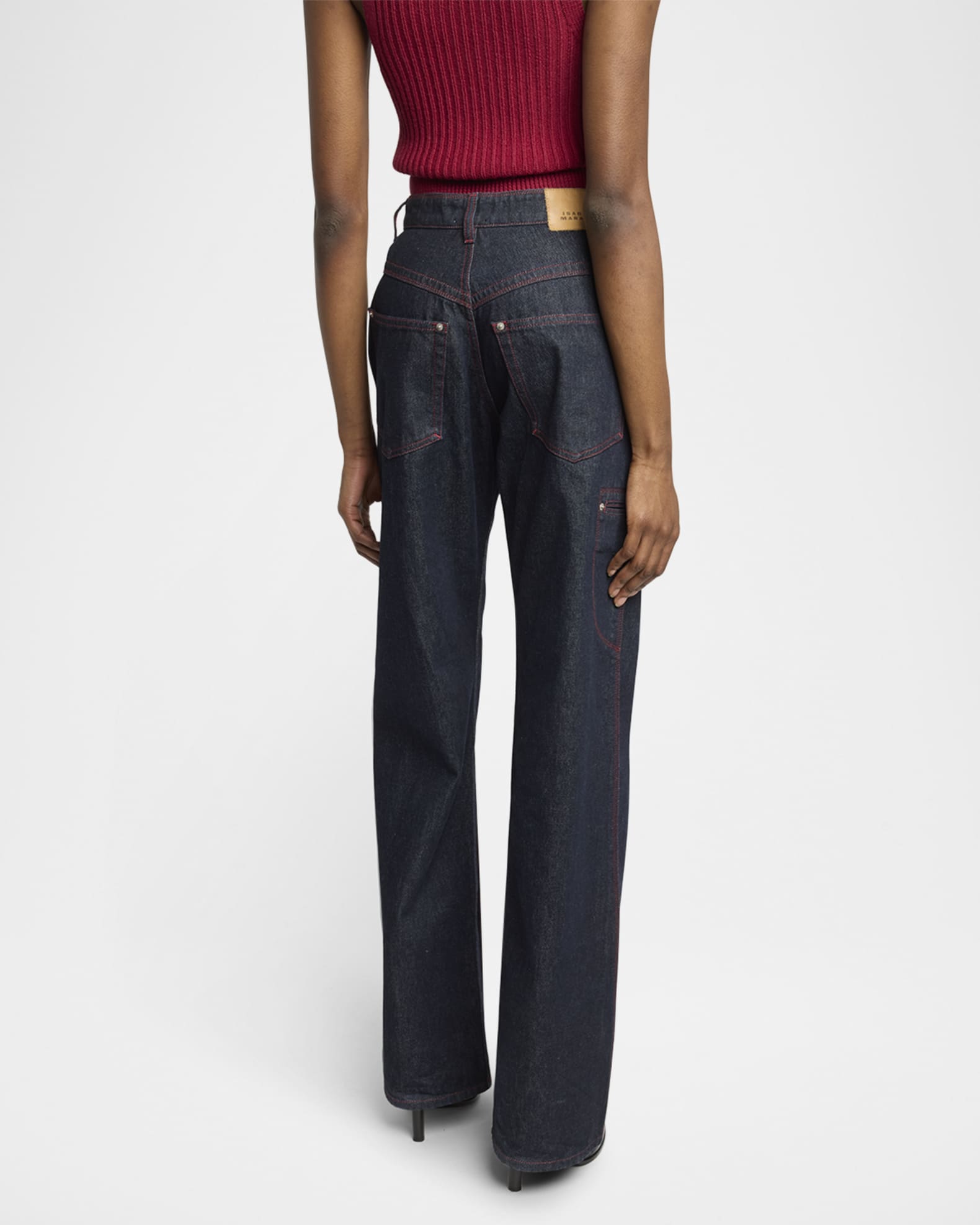 Isabel Marant Stely Zipper Wide-Leg Denim Pants | Neiman Marcus