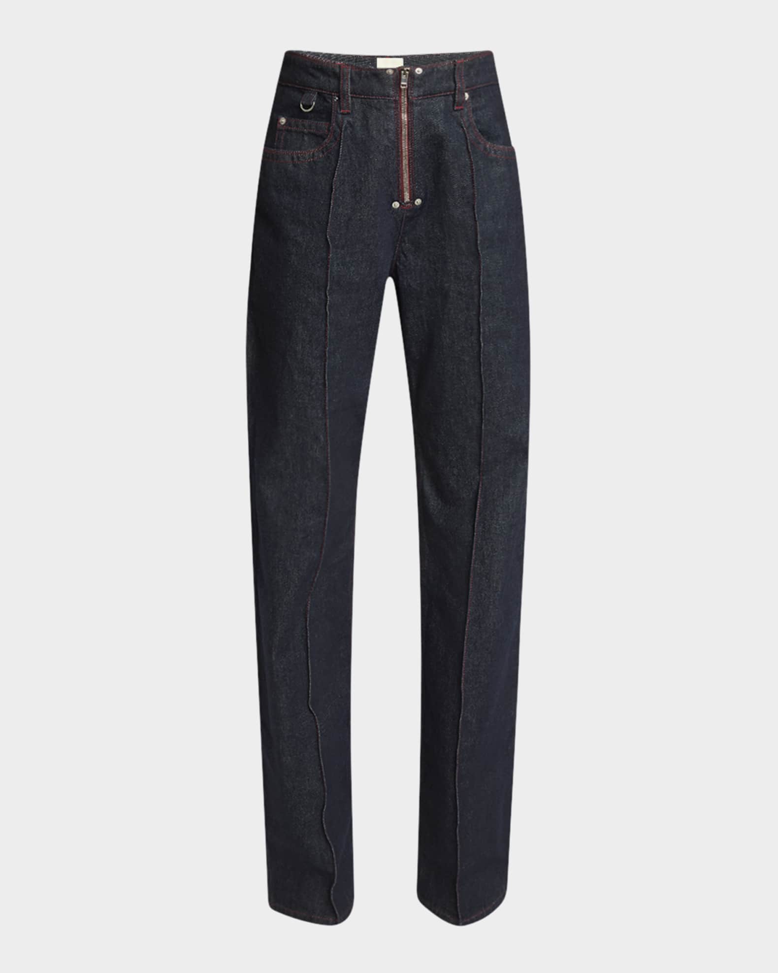 Isabel Marant Stely Zipper Wide-Leg Denim Pants | Neiman Marcus