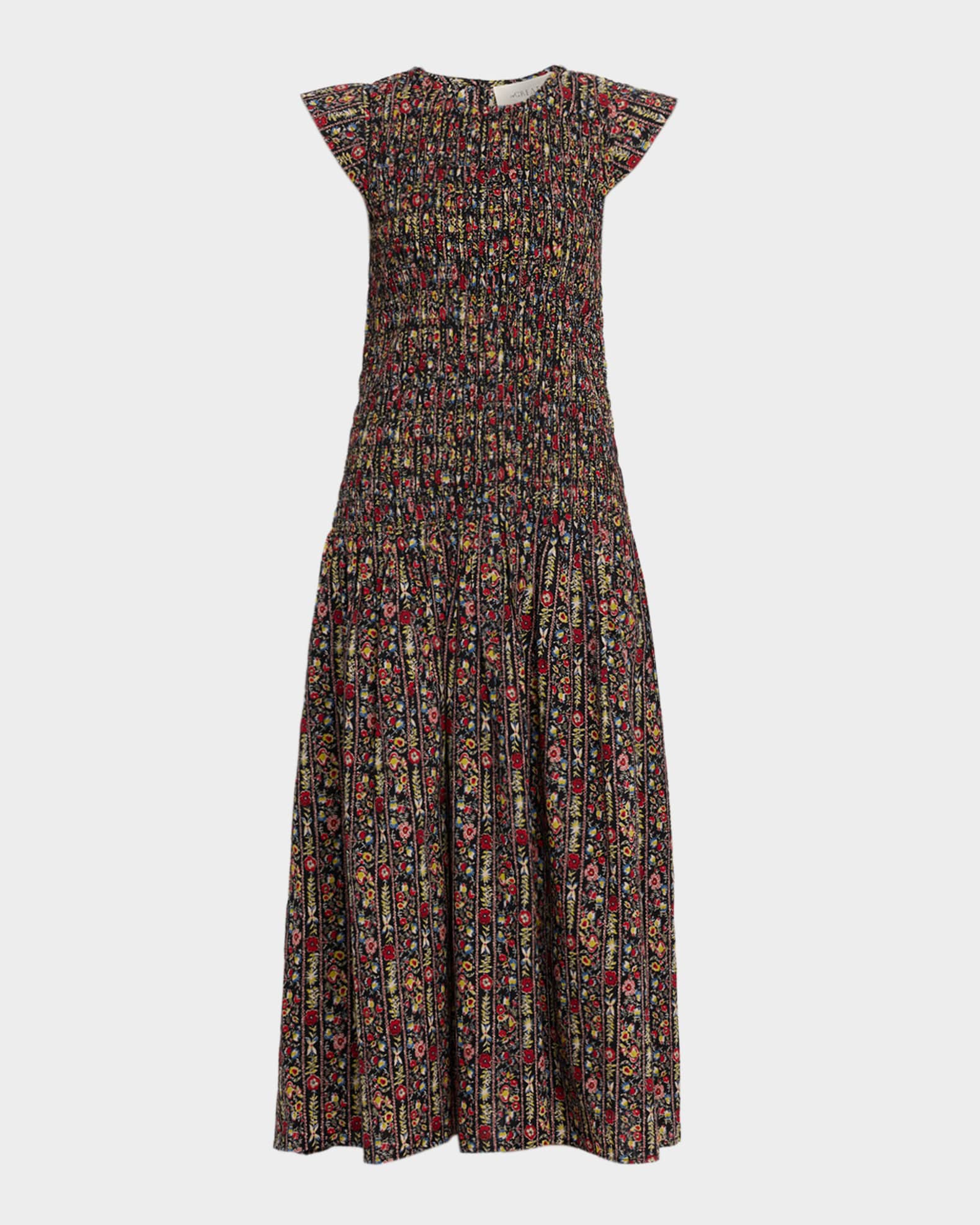 knee length dresses for ladies Retrolicious Black Ghost Print Cotton Midi Dress – Unique Vintage main image 1