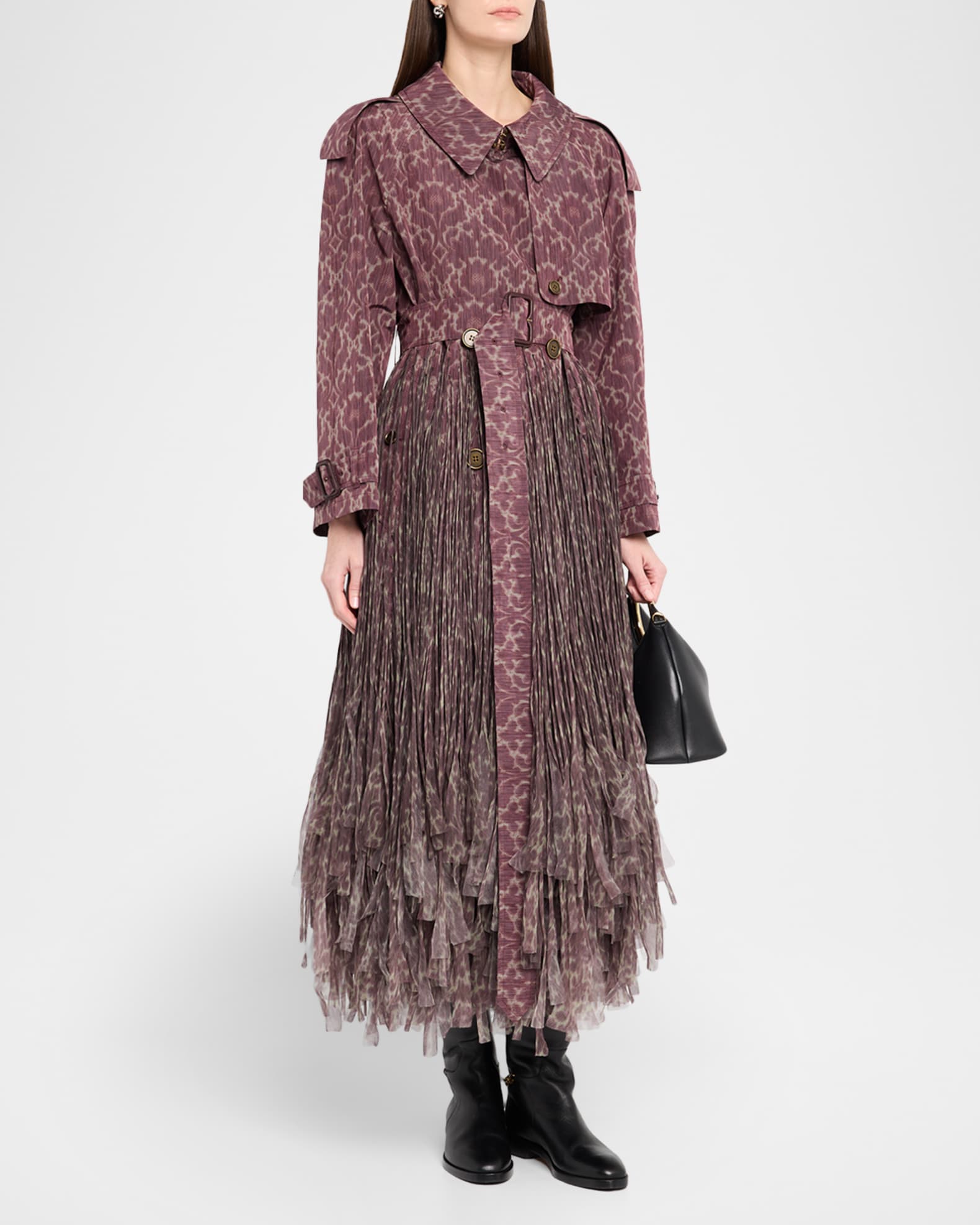 Burberry バーバリー　フォーマル Burberry Fitzrovia Baroque Fringe Long Trench Coat | Neiman Marcus