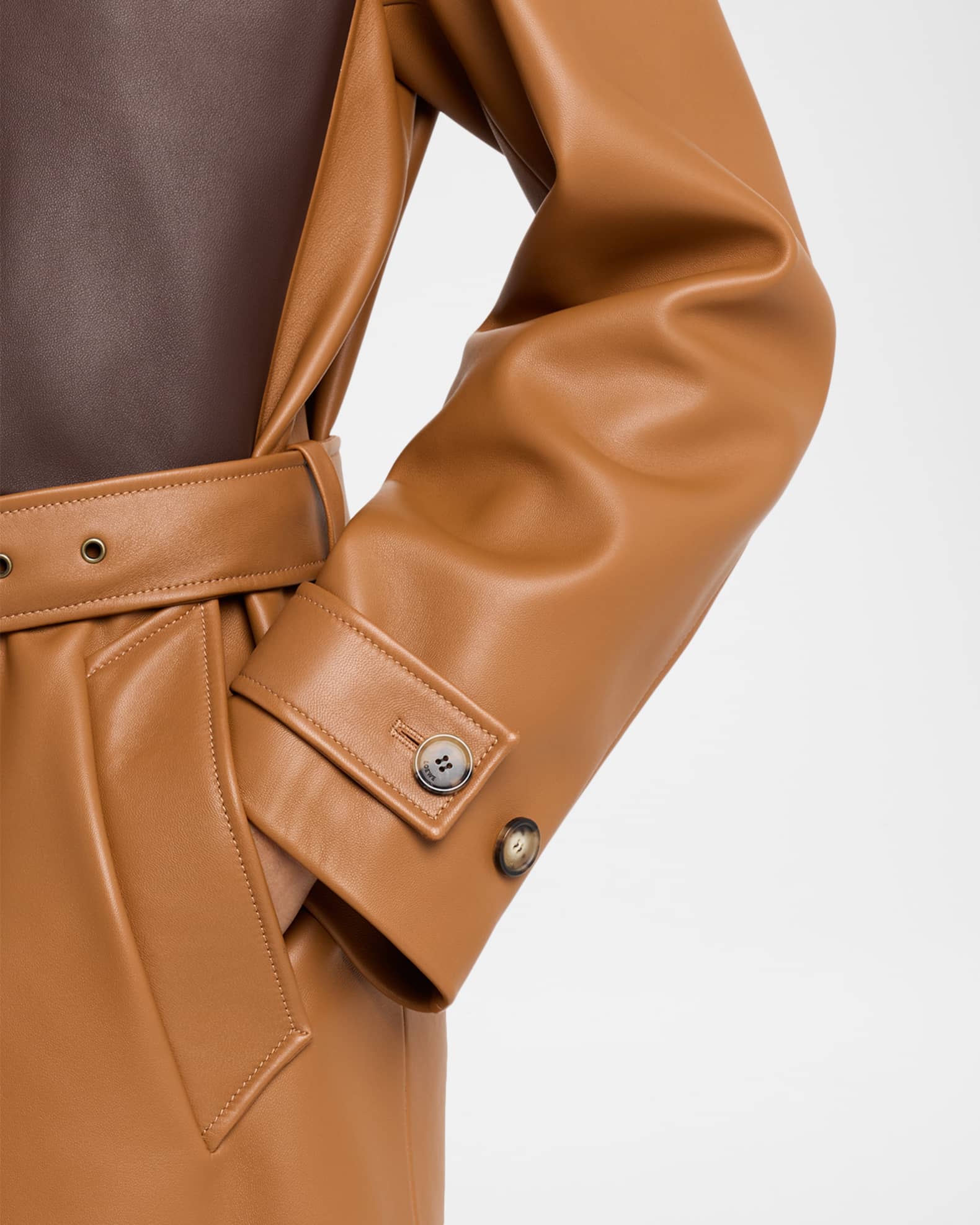 Loewe Bi-Color Leather Belted Long Trench Coat | Neiman Marcus