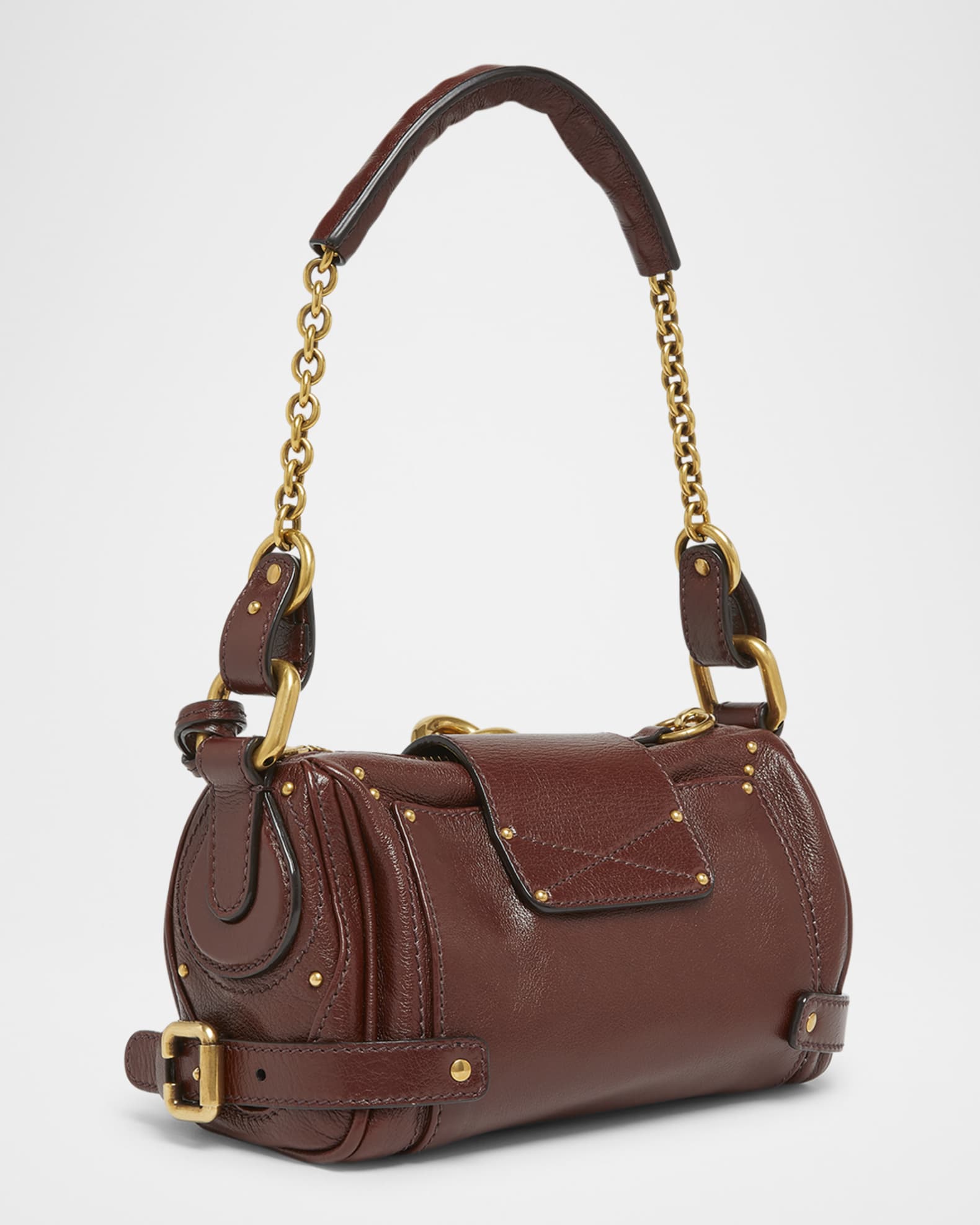 Chloe Paddington Rounded Padlock Shoulder Bag in Leather