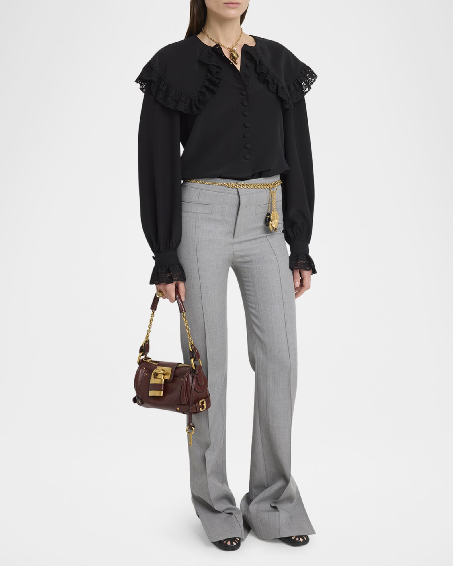 Chloe Paddington Rounded Padlock Shoulder Bag in Leather | Neiman