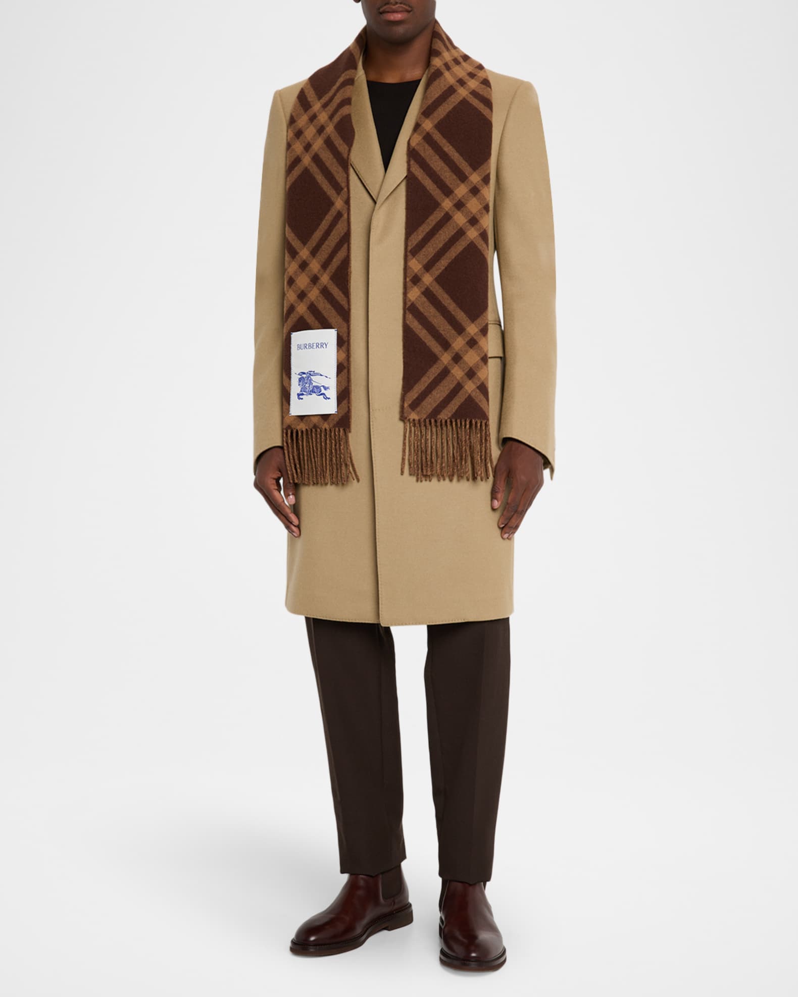 Burberry Men's Bias Check Cashmere EKD Scarf | Neiman Marcus