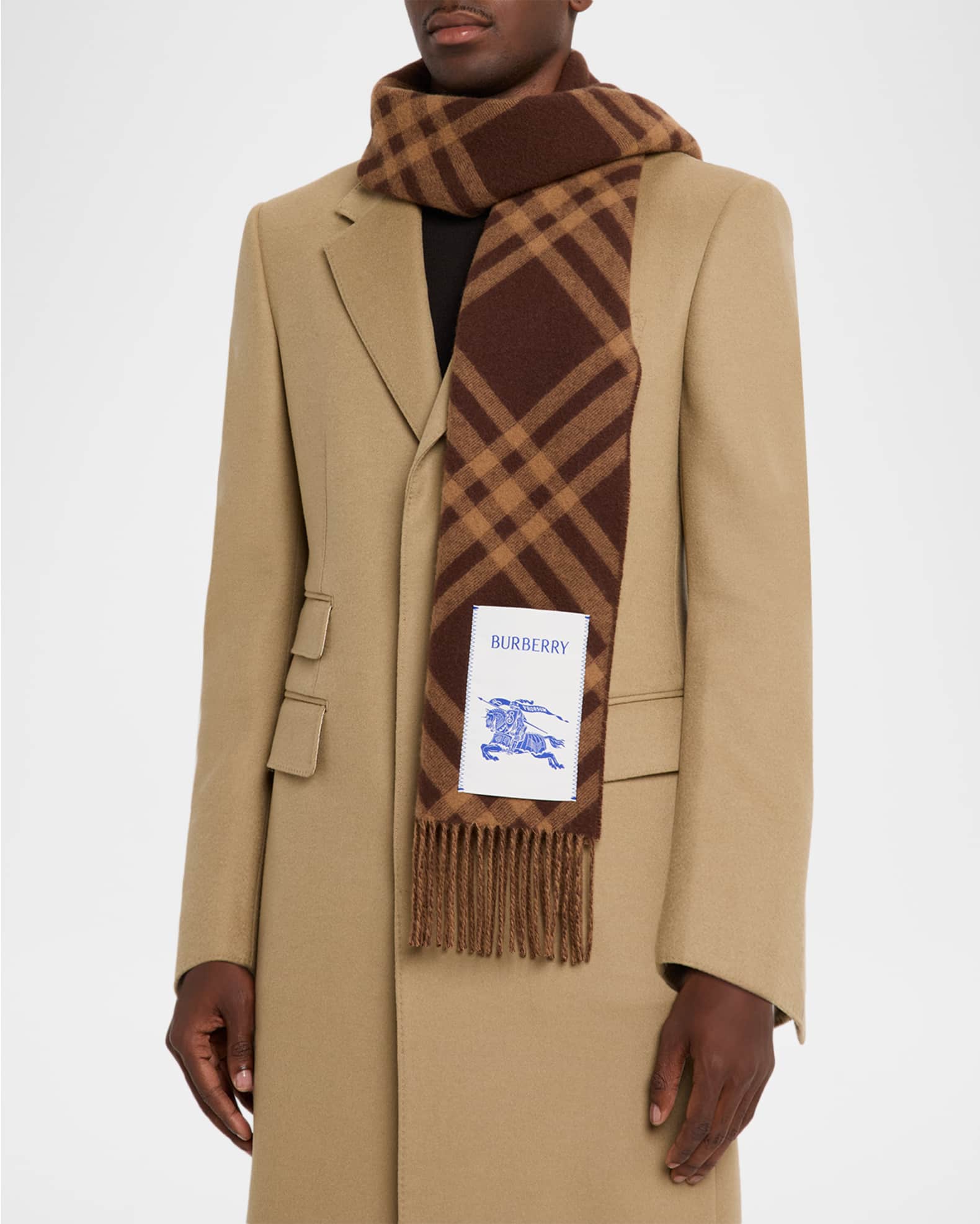 Burberry Men's Bias Check Cashmere EKD Scarf | Neiman Marcus