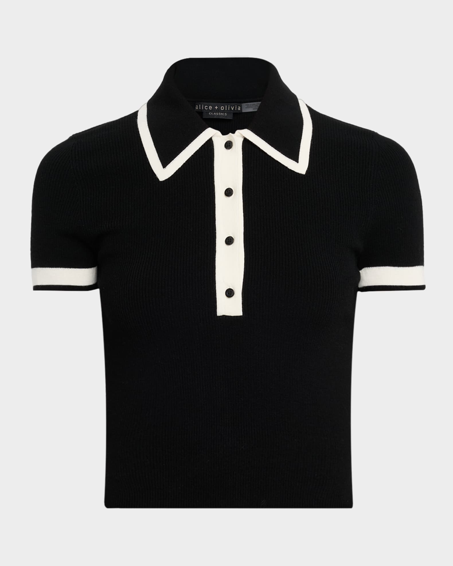 Alice + Olivia Pia Wool-Blend Knit Polo | Neiman Marcus