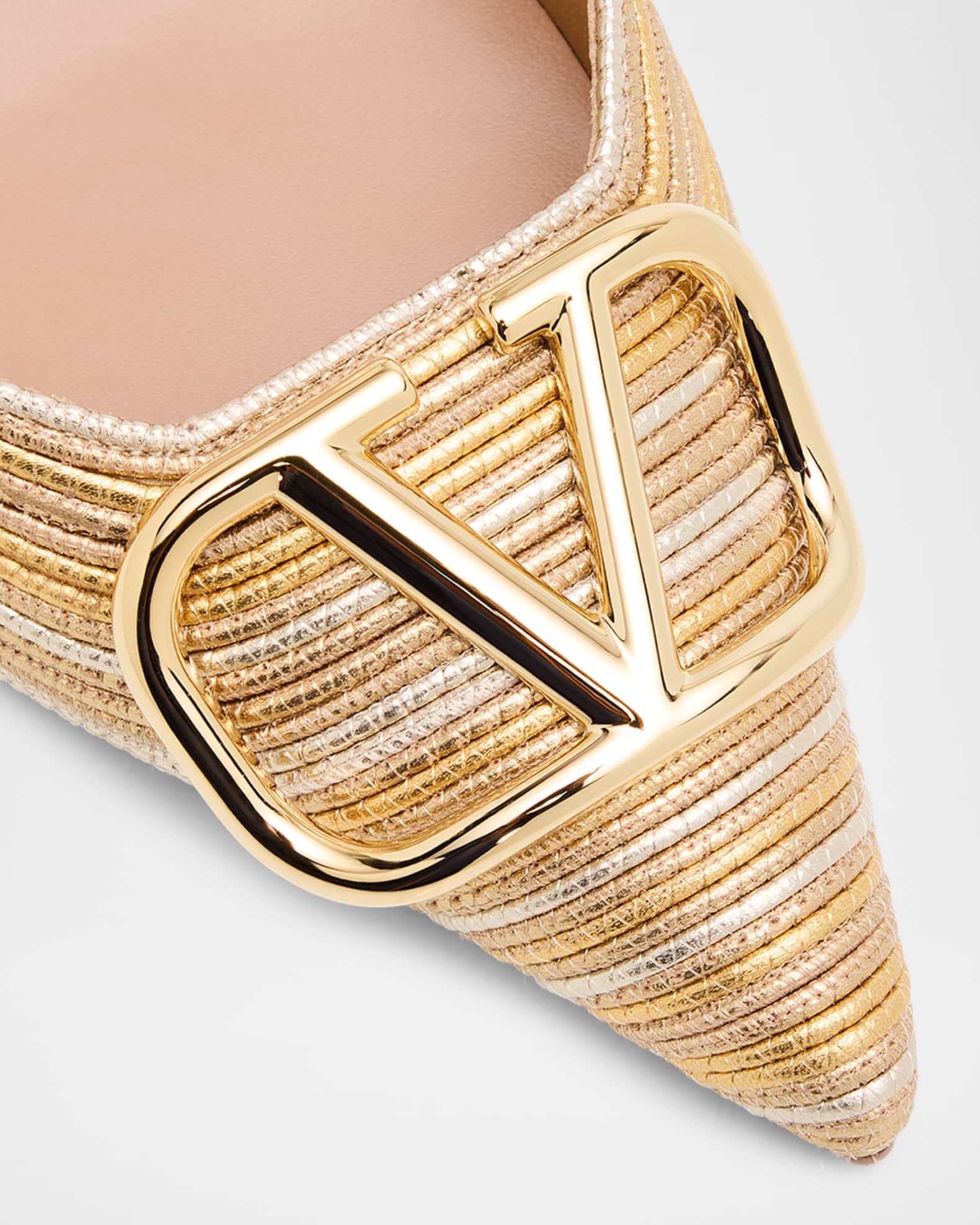 Valentino Garavani 80mm VLogo Signature Metallic Slingback Pumps