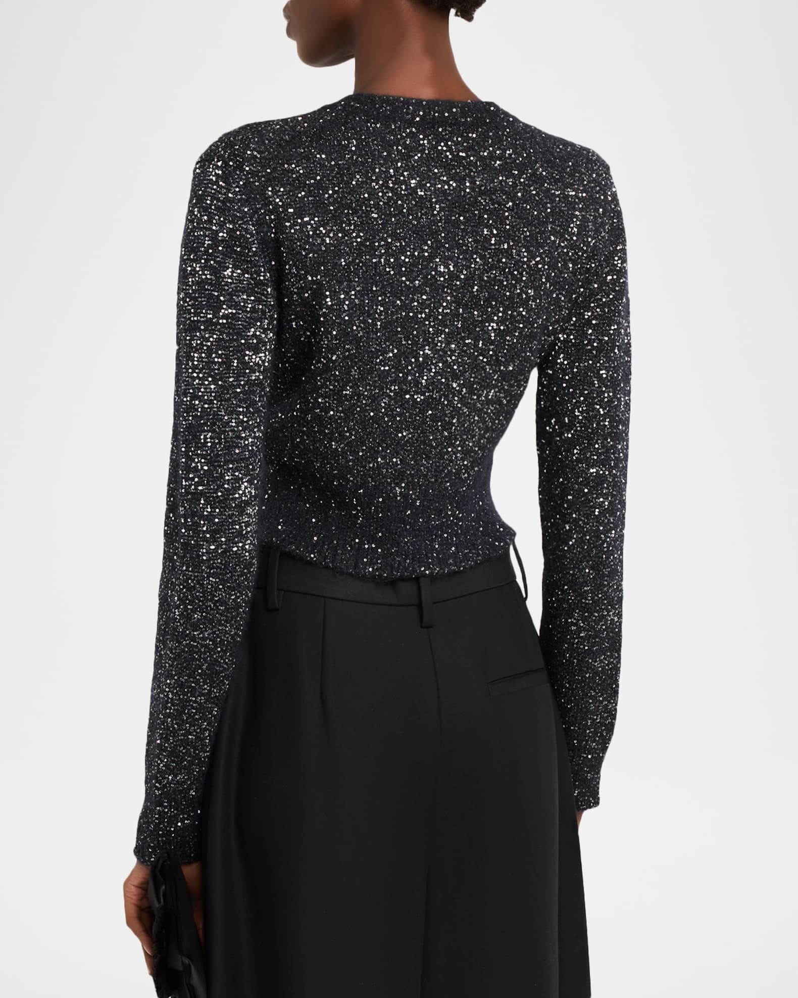 Cardigan Donna Con Paillettes – Giacca Aperta Frontale, Scintillante, Streetwear, Outwear