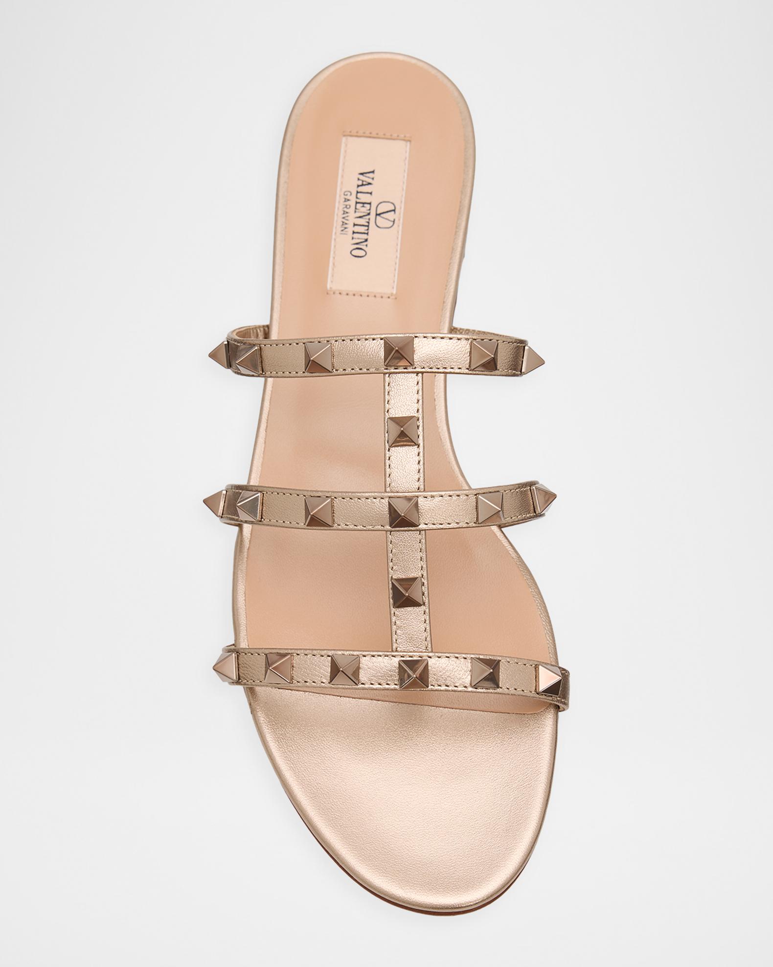  , , Valentino 5点 set Valentino Garavani 5mm Rockstud Metallic Leather Flat Slide