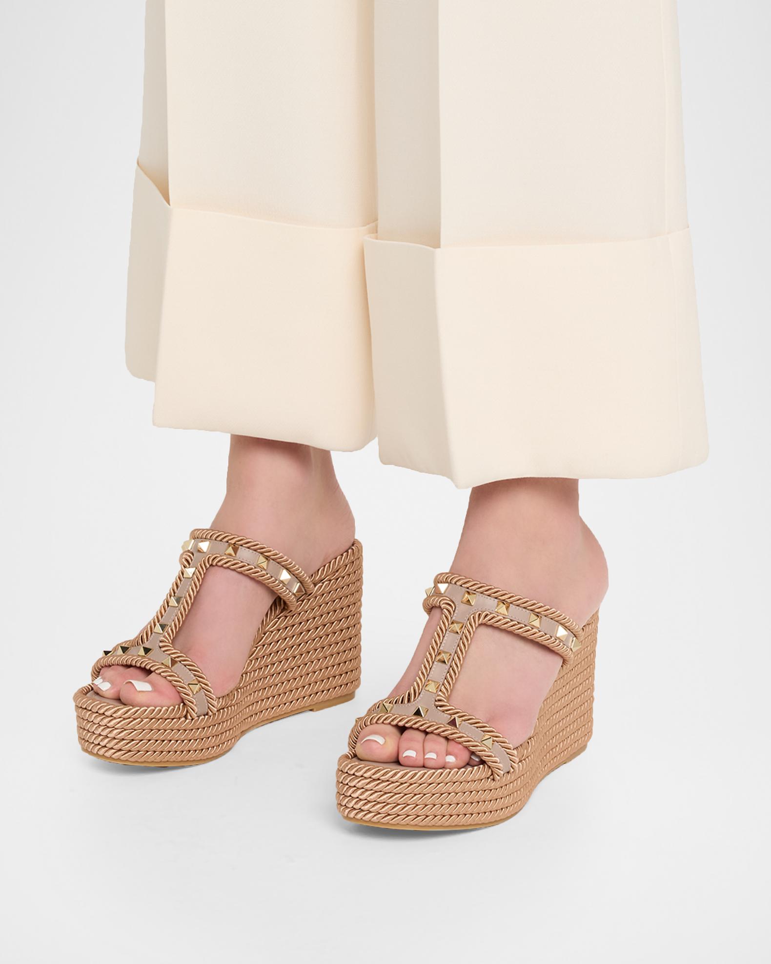 Valentino Garavani 90mm Rockstud Torchon T-Strap Espadrille