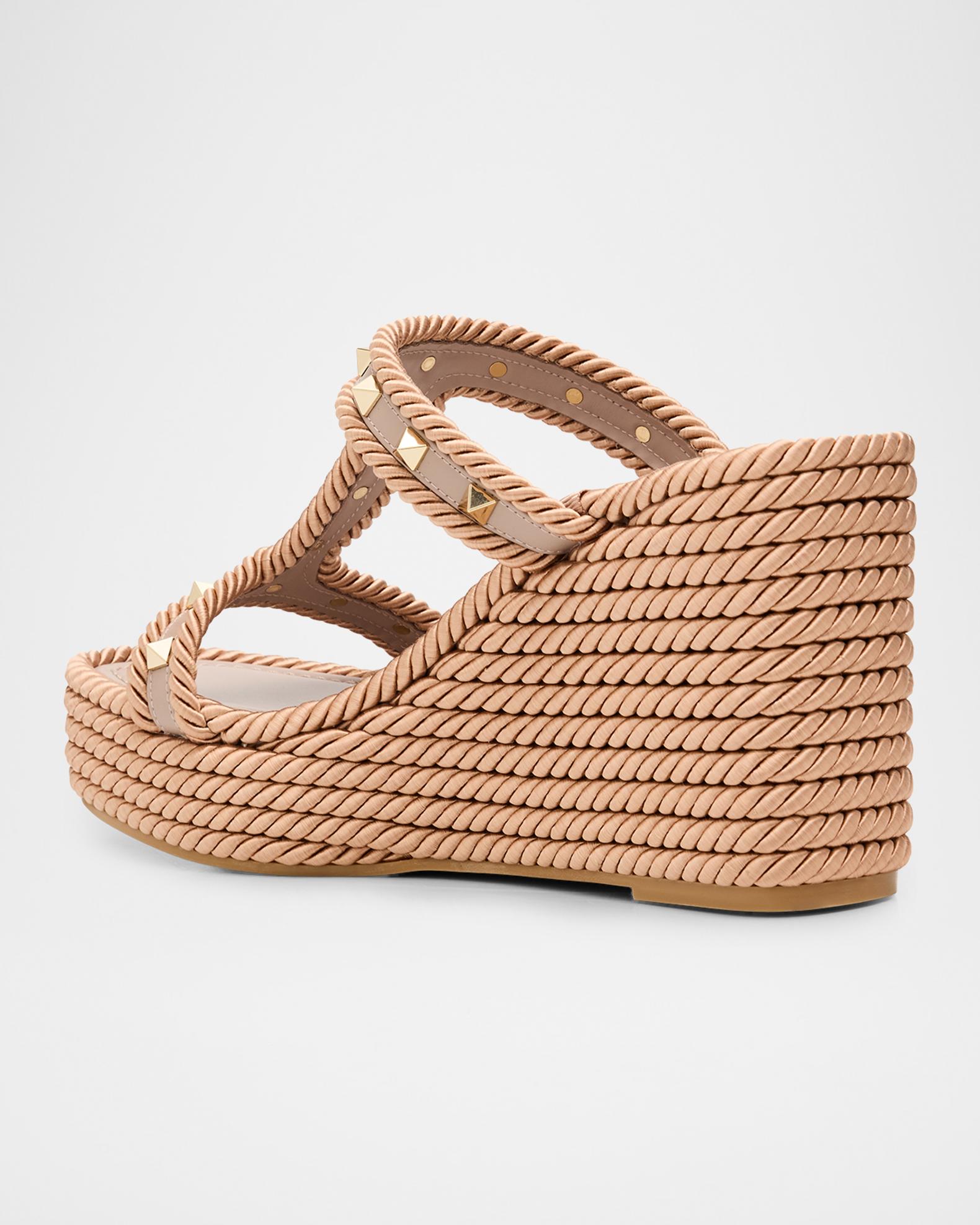 Valentino Garavani 90mm Rockstud Torchon T-Strap Espadrille