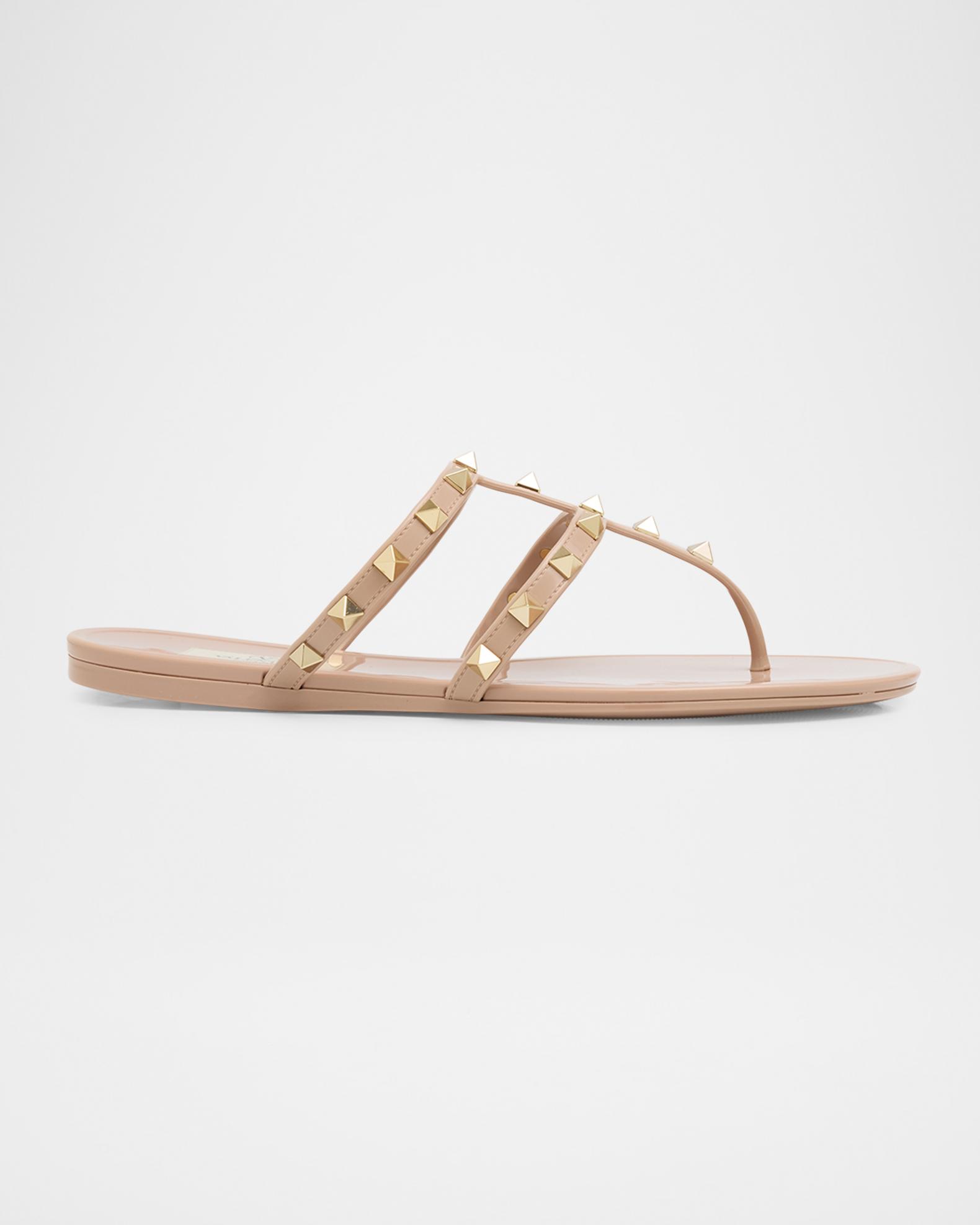 Valentino Garavani Rockstud Caged Jelly Flat Slide Sandals 