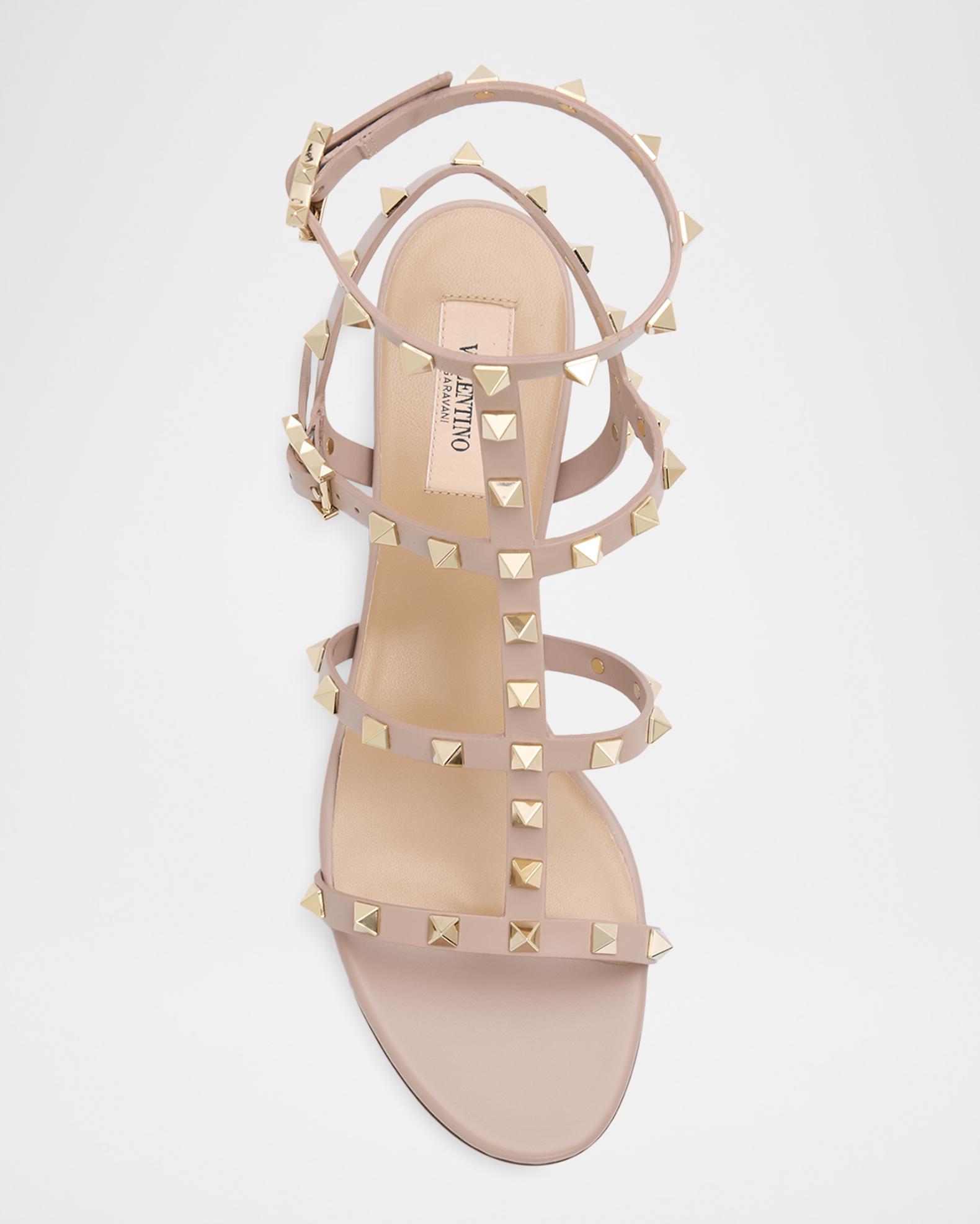 Valentino Garavani 60mm Rockstud Leather City Sandals | Neiman Marcus
