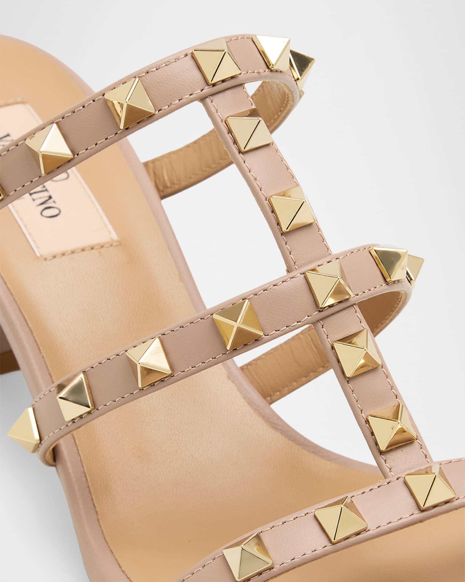 Valentino Garavani 60mm Rockstud Leather Caged Mule Sandals