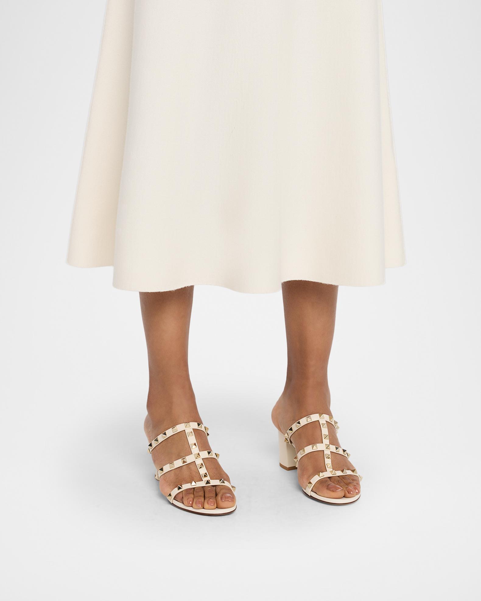 Valentino Garavani 60mm Rockstud Caged Block-Heel Slide Sandals